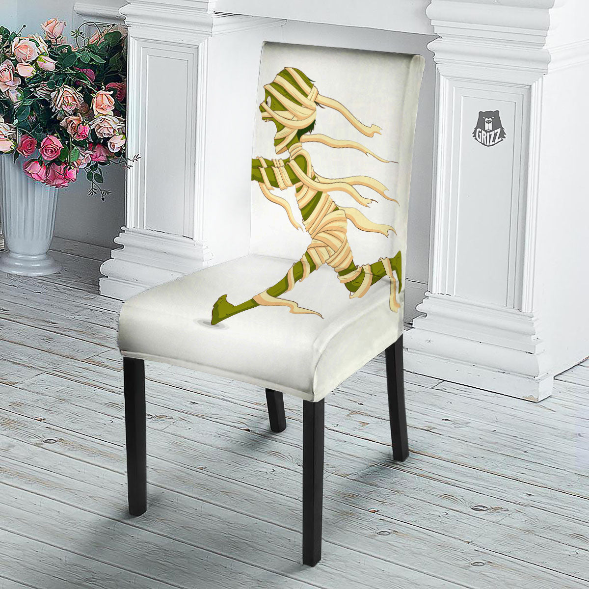 Mummy Running Print Dining Chair Slipcover-grizzshop