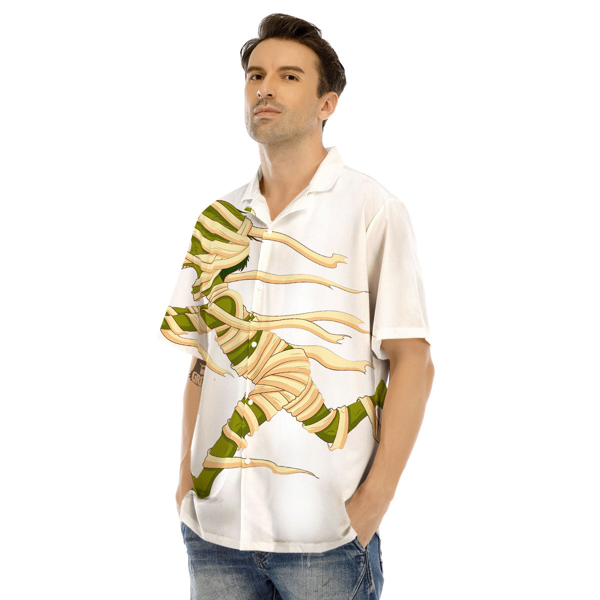 Mummy Running Print Men's Hawaiian Shirt-grizzshop
