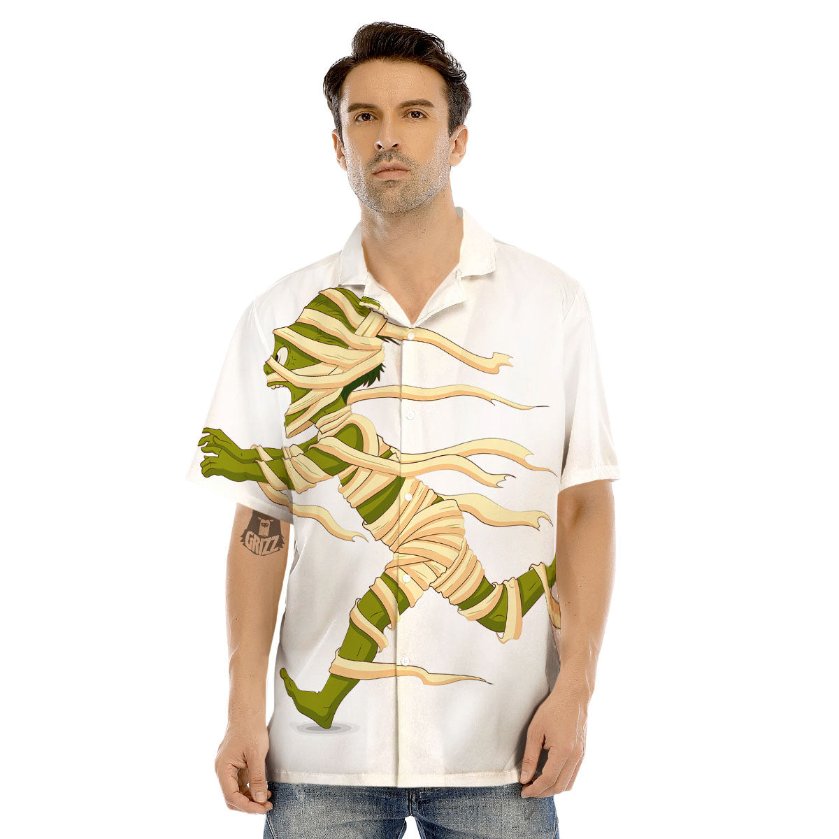 Mummy Running Print Men's Hawaiian Shirt-grizzshop