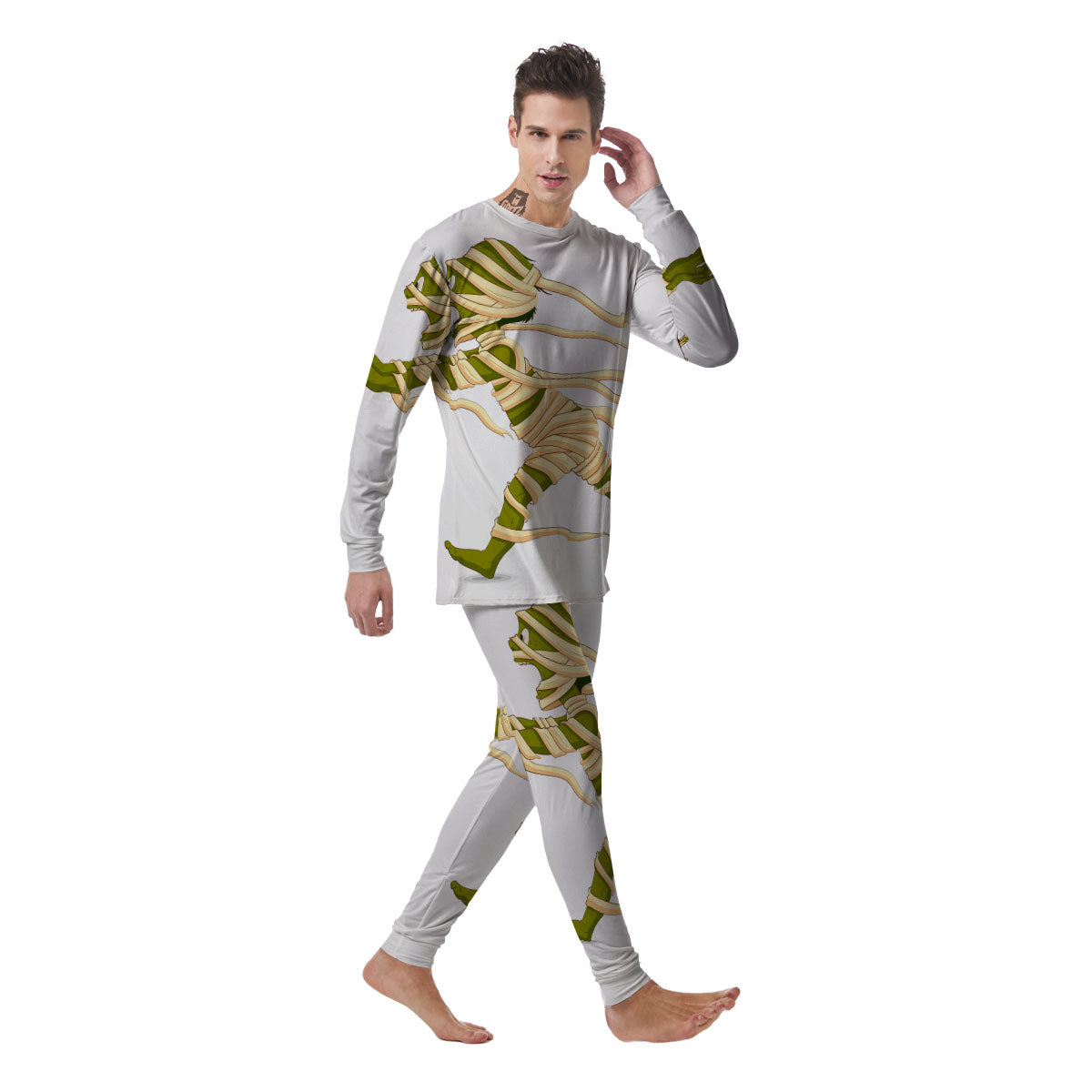 Mummy Running Print Men's Pajamas-grizzshop