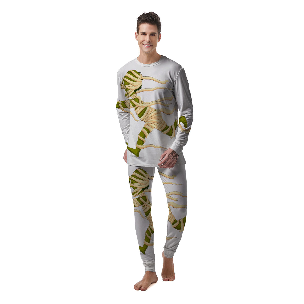 Mummy Running Print Men's Pajamas-grizzshop