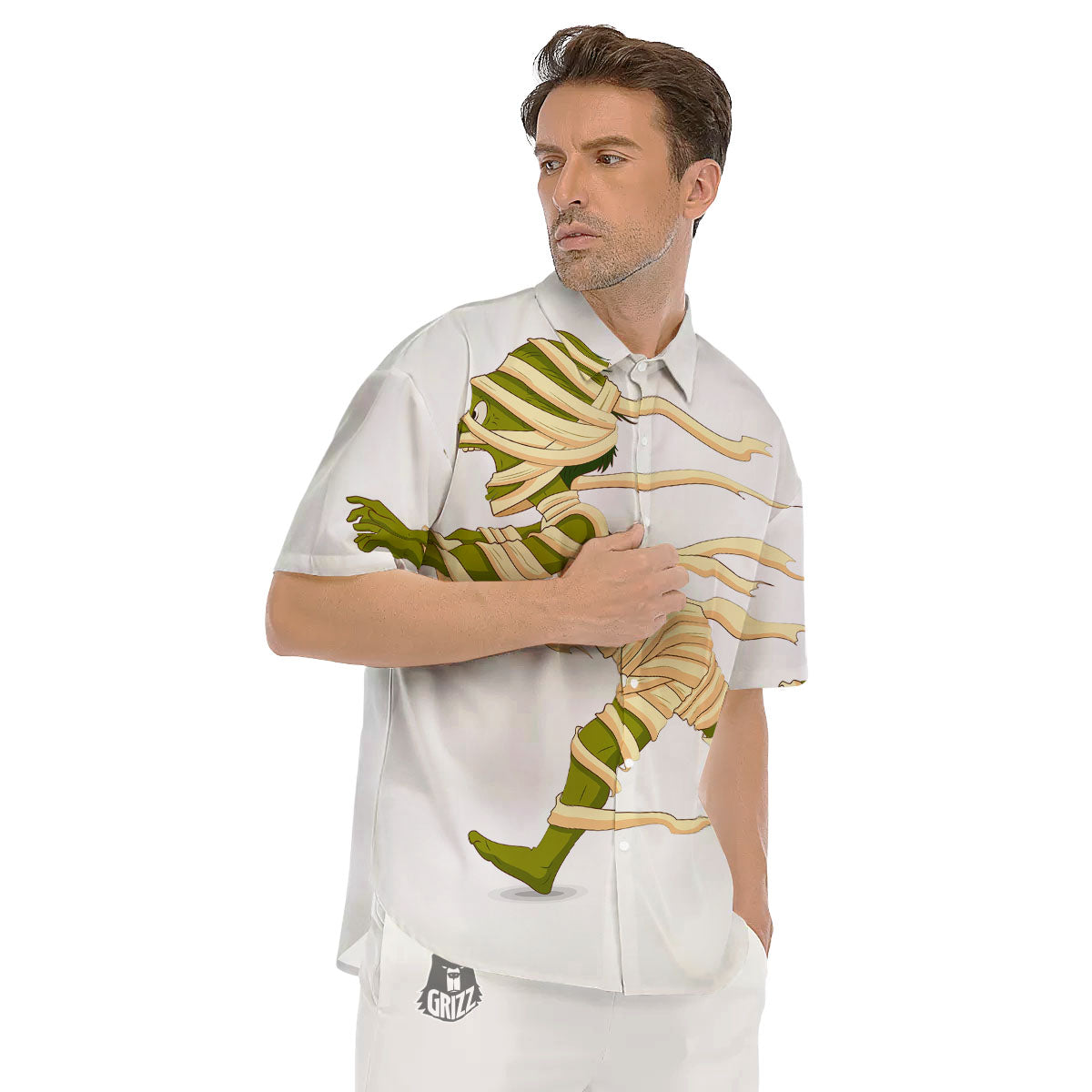 Mummy Running Print Men's Short Sleeve Shirts-grizzshop