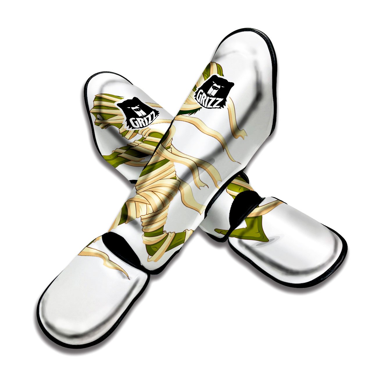 Mummy Running Print Muay Thai Shin Guards-grizzshop