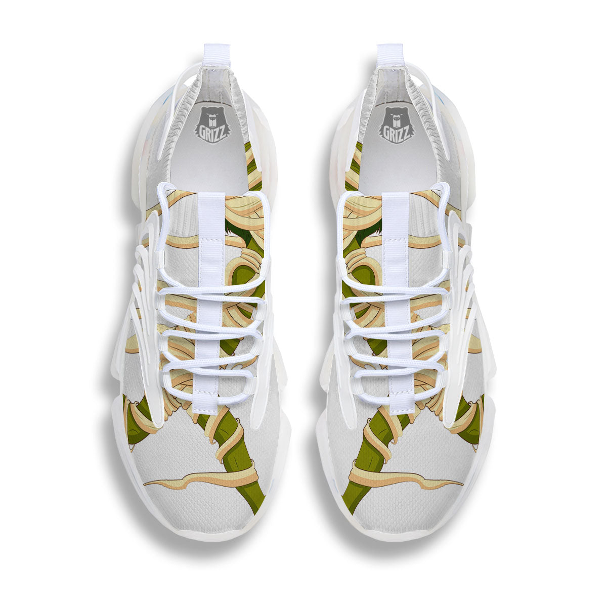 Mummy Running Print White Gym Shoes-grizzshop