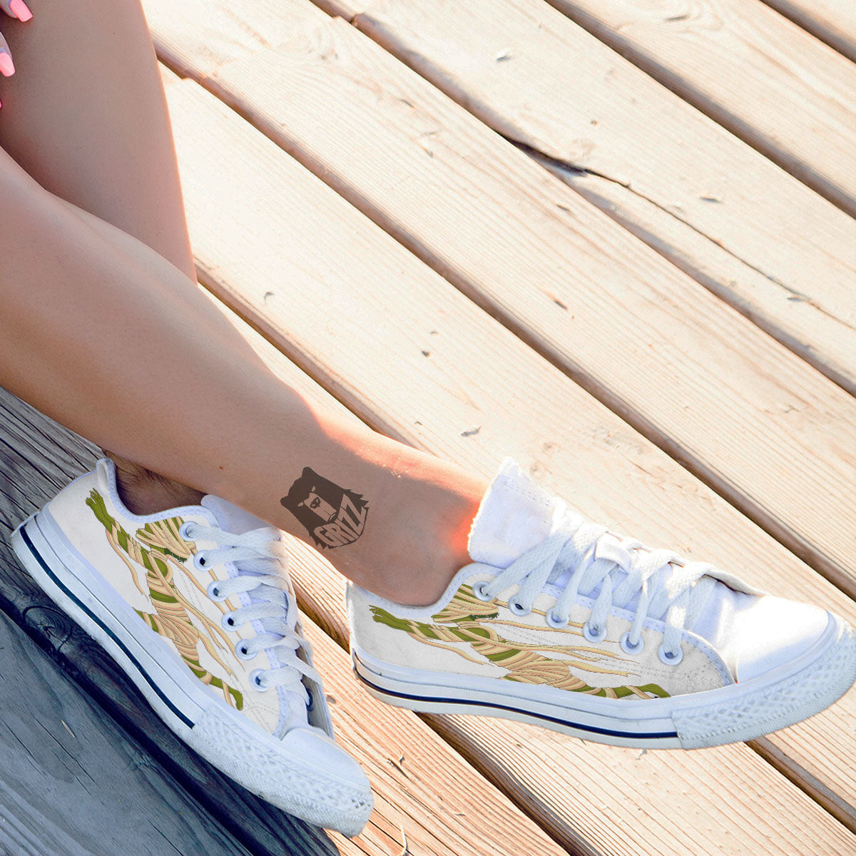 Mummy Running Print White Low Top Shoes-grizzshop