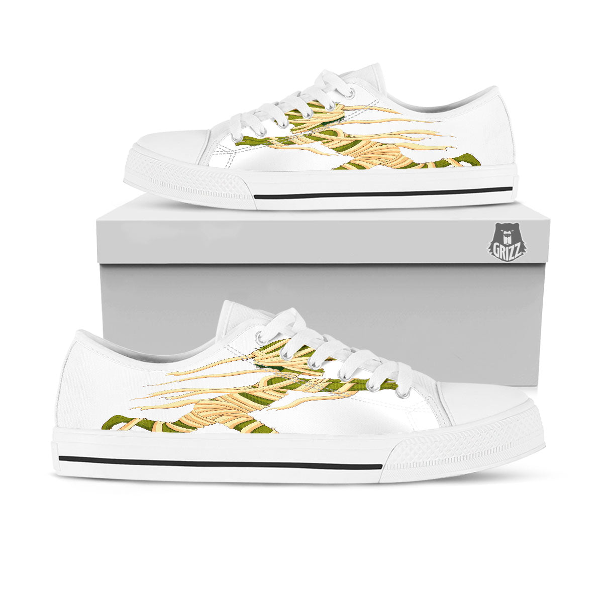 Mummy Running Print White Low Top Shoes-grizzshop