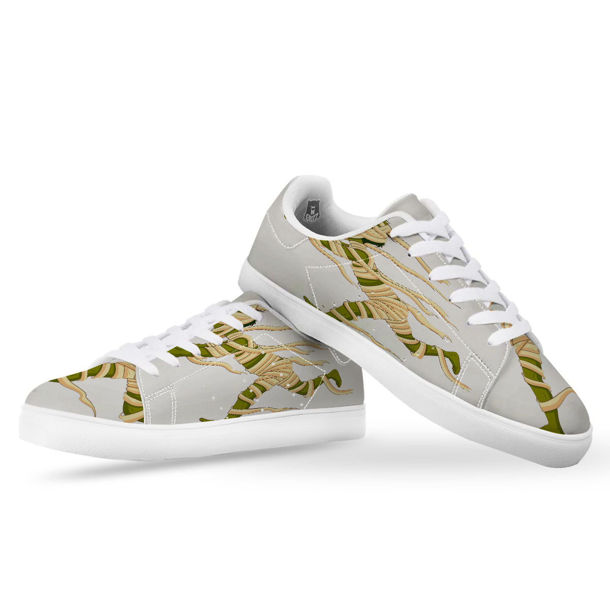 Mummy Running Print White Low Top Sneakers-grizzshop