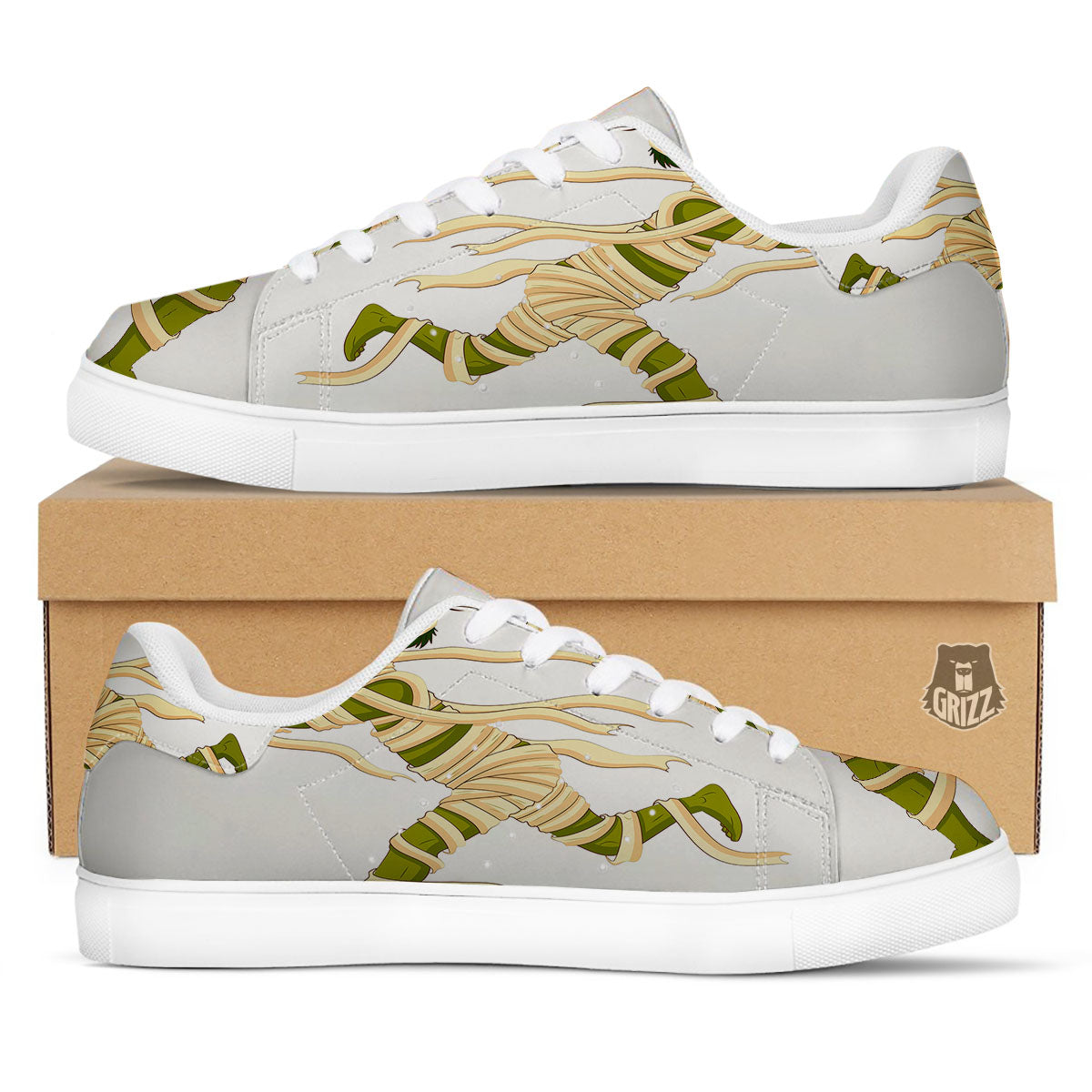Mummy Running Print White Low Top Sneakers-grizzshop