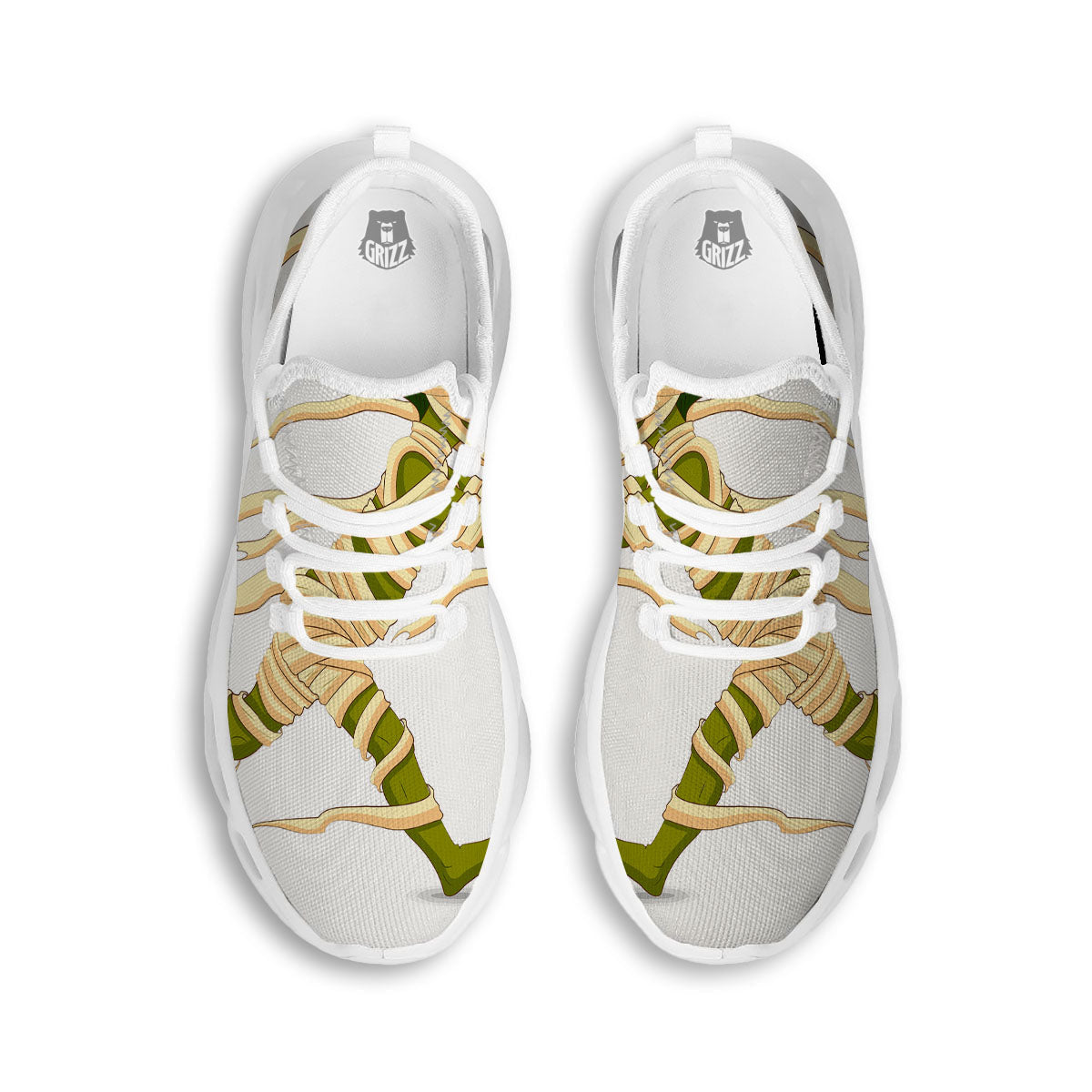 Mummy Running Print White Running Shoes-grizzshop