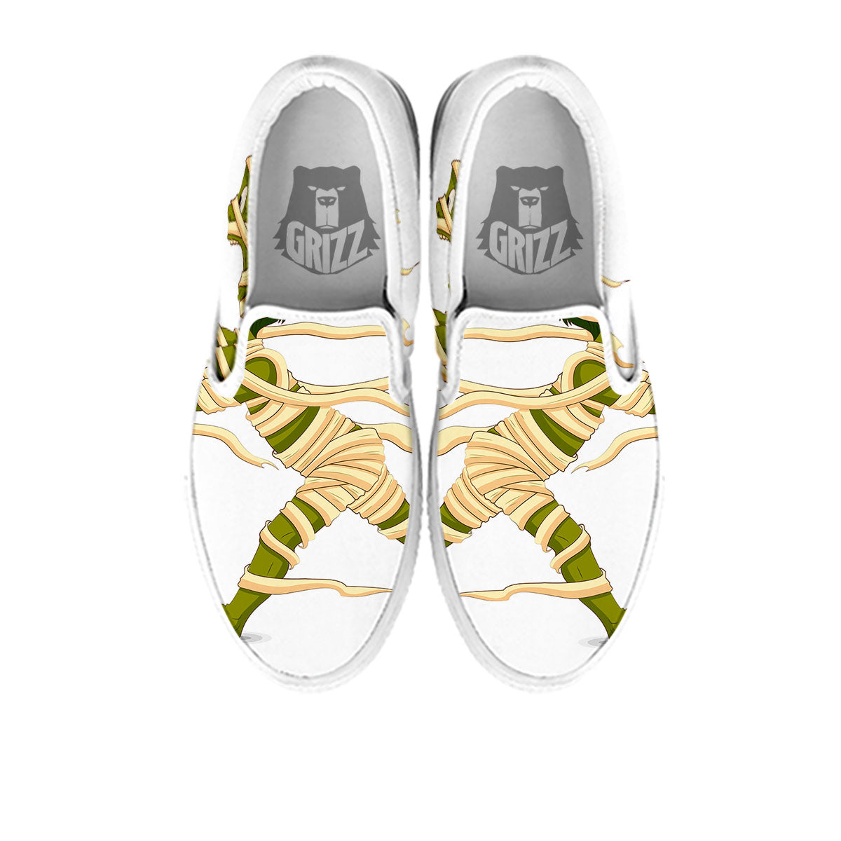 Mummy Running Print White Slip On Shoes-grizzshop