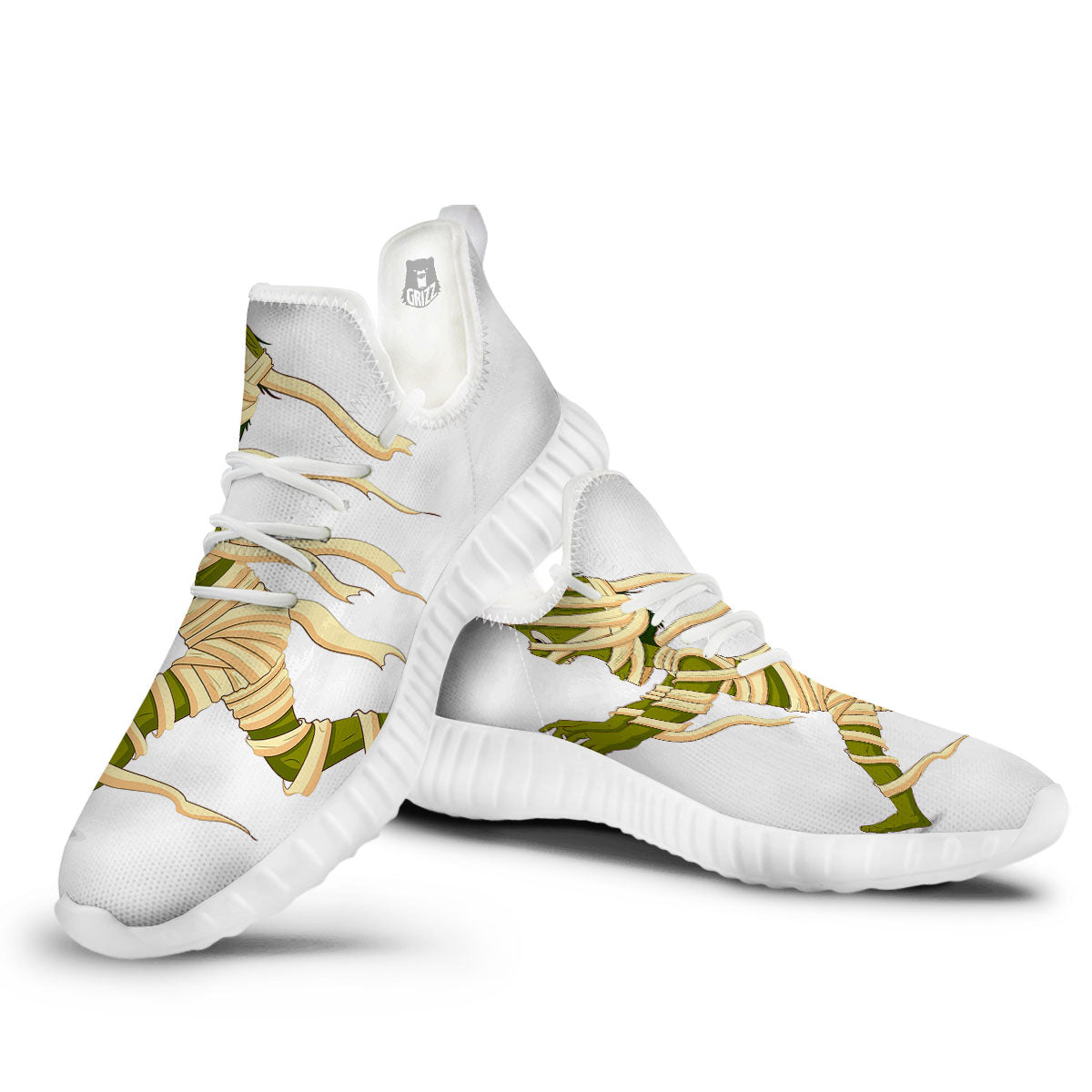 Mummy Running Print White Walking Shoes-grizzshop