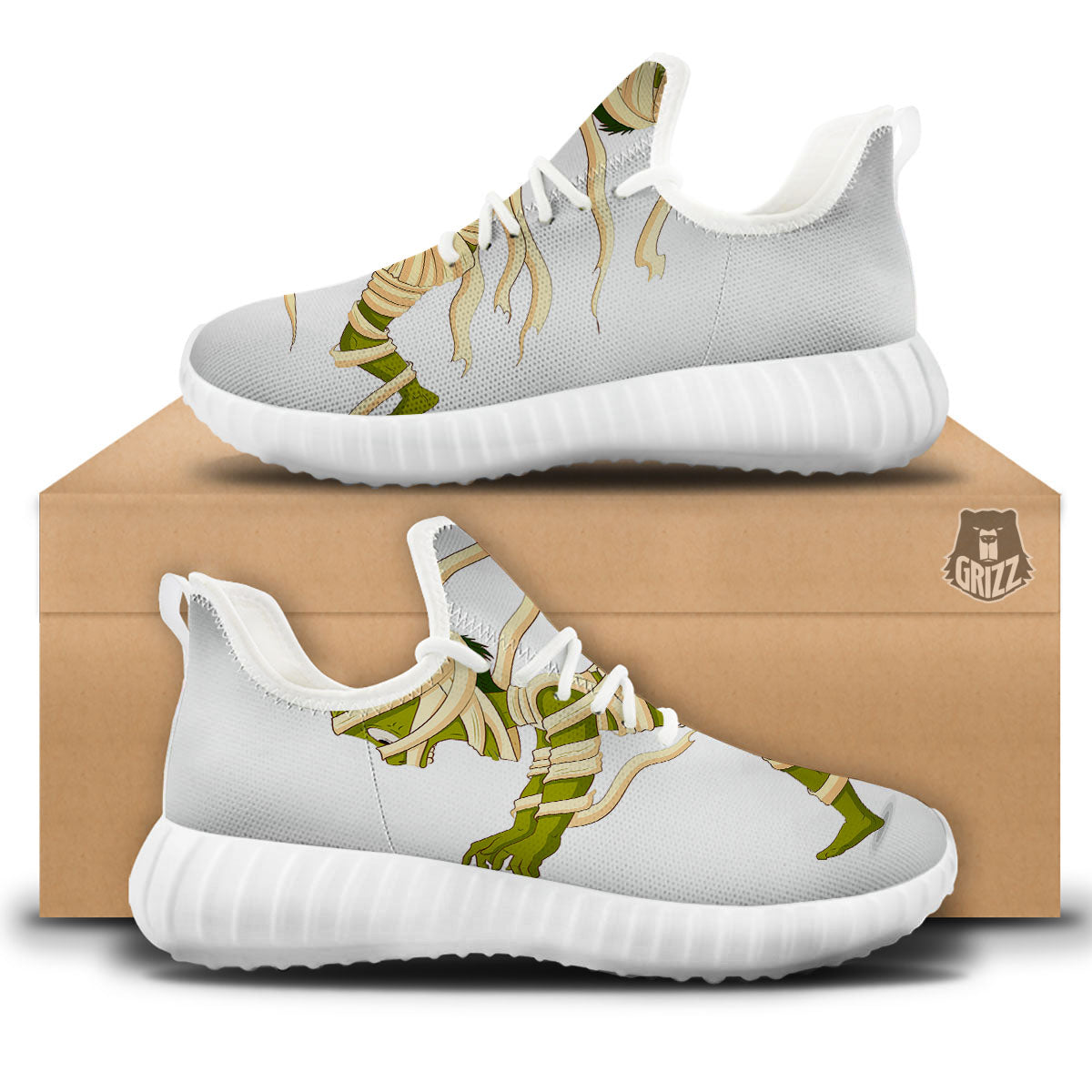 Mummy Running Print White Walking Shoes-grizzshop