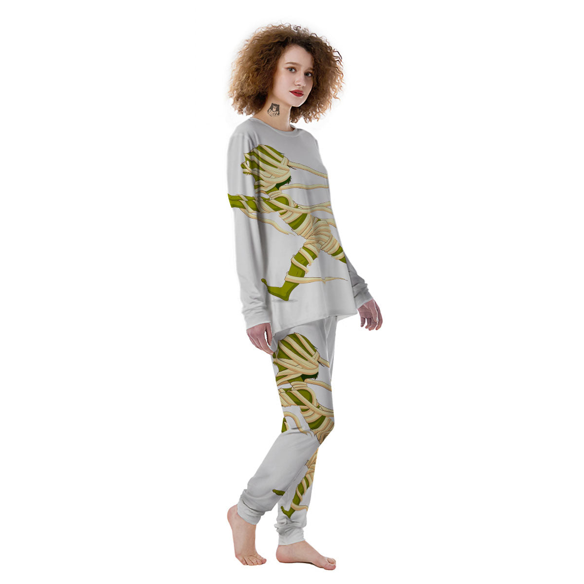 Mummy Running Print Women's Pajamas-grizzshop