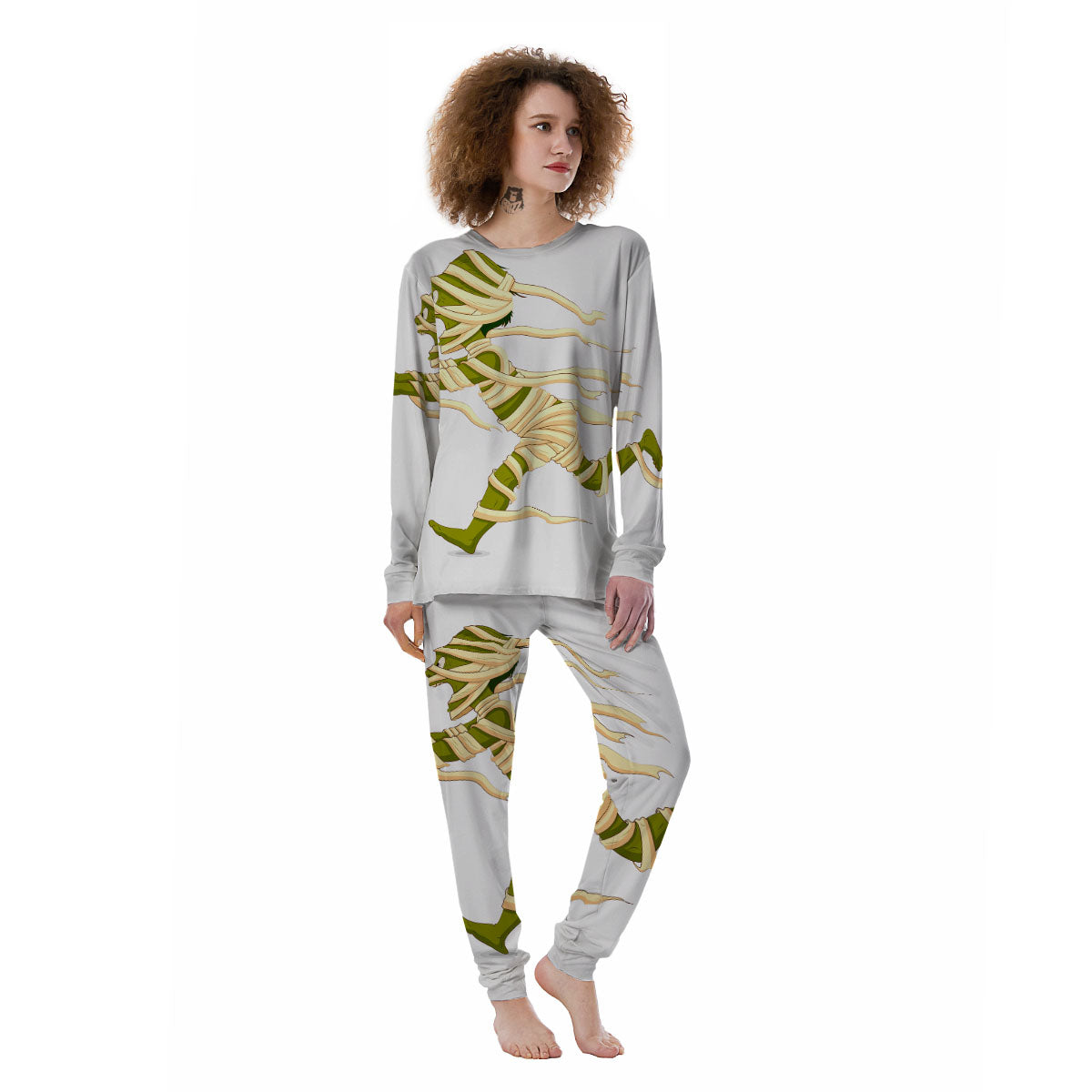 Mummy Running Print Women's Pajamas-grizzshop