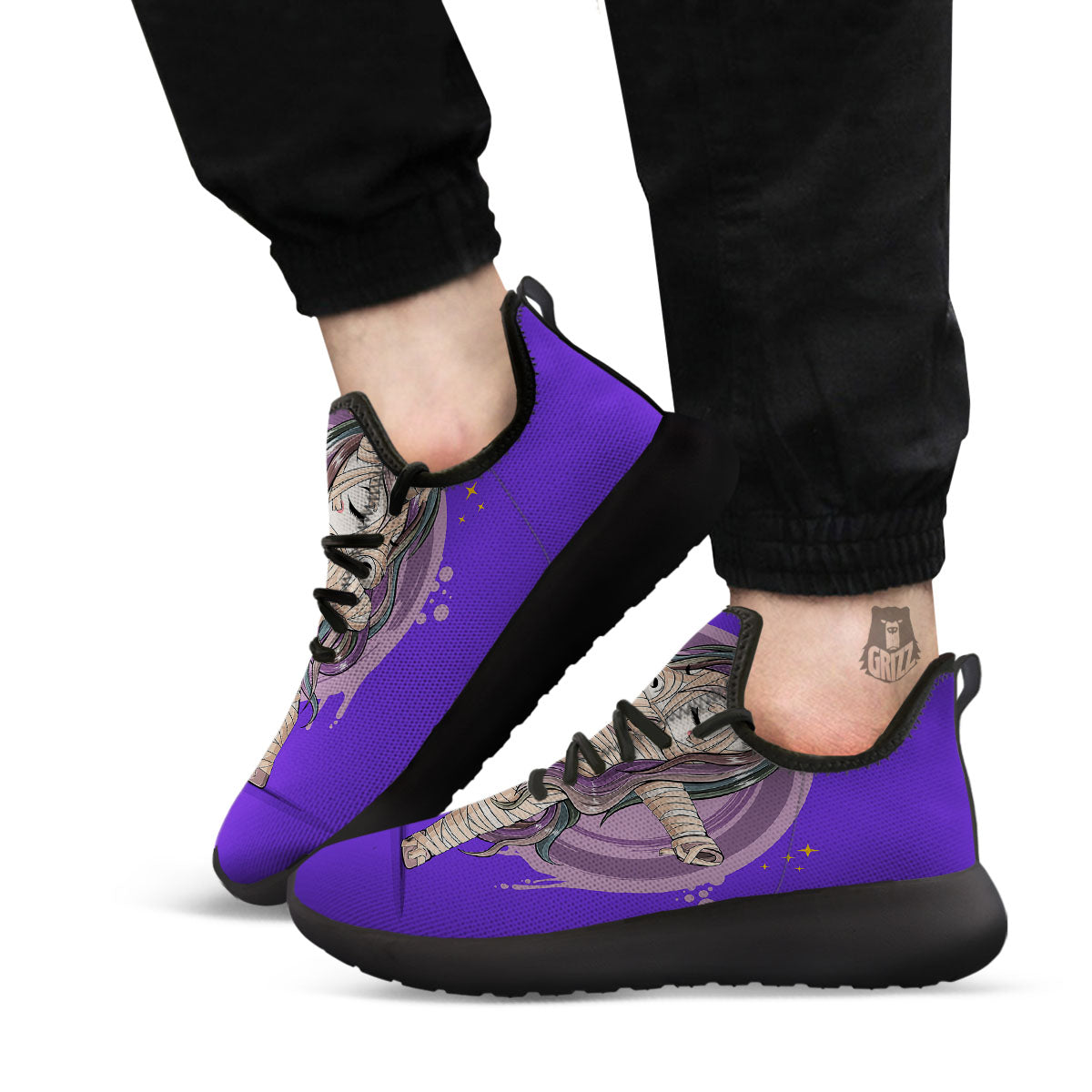 Mummy Unicorn Dap Print Black Athletic Shoes-grizzshop