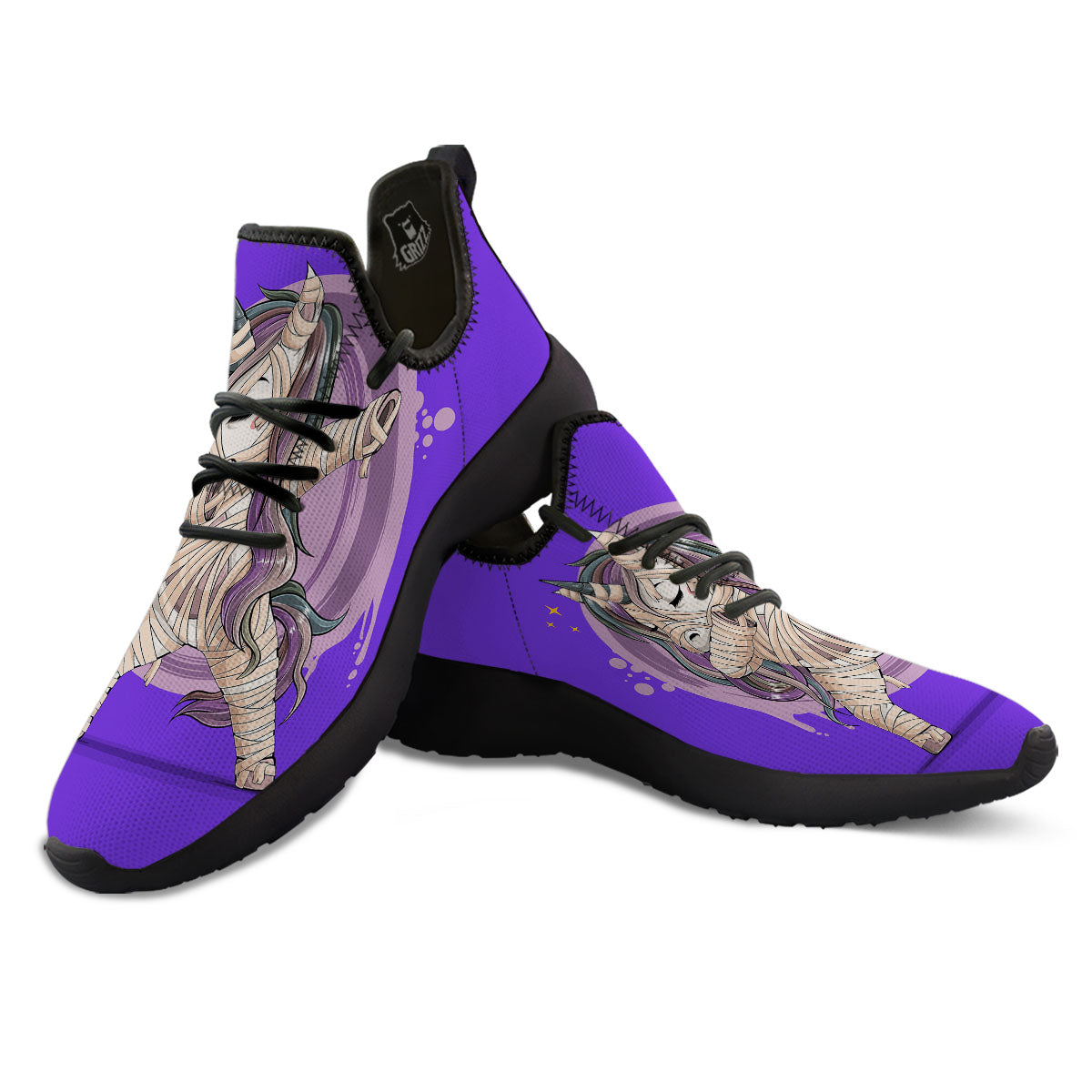 Mummy Unicorn Dap Print Black Athletic Shoes-grizzshop