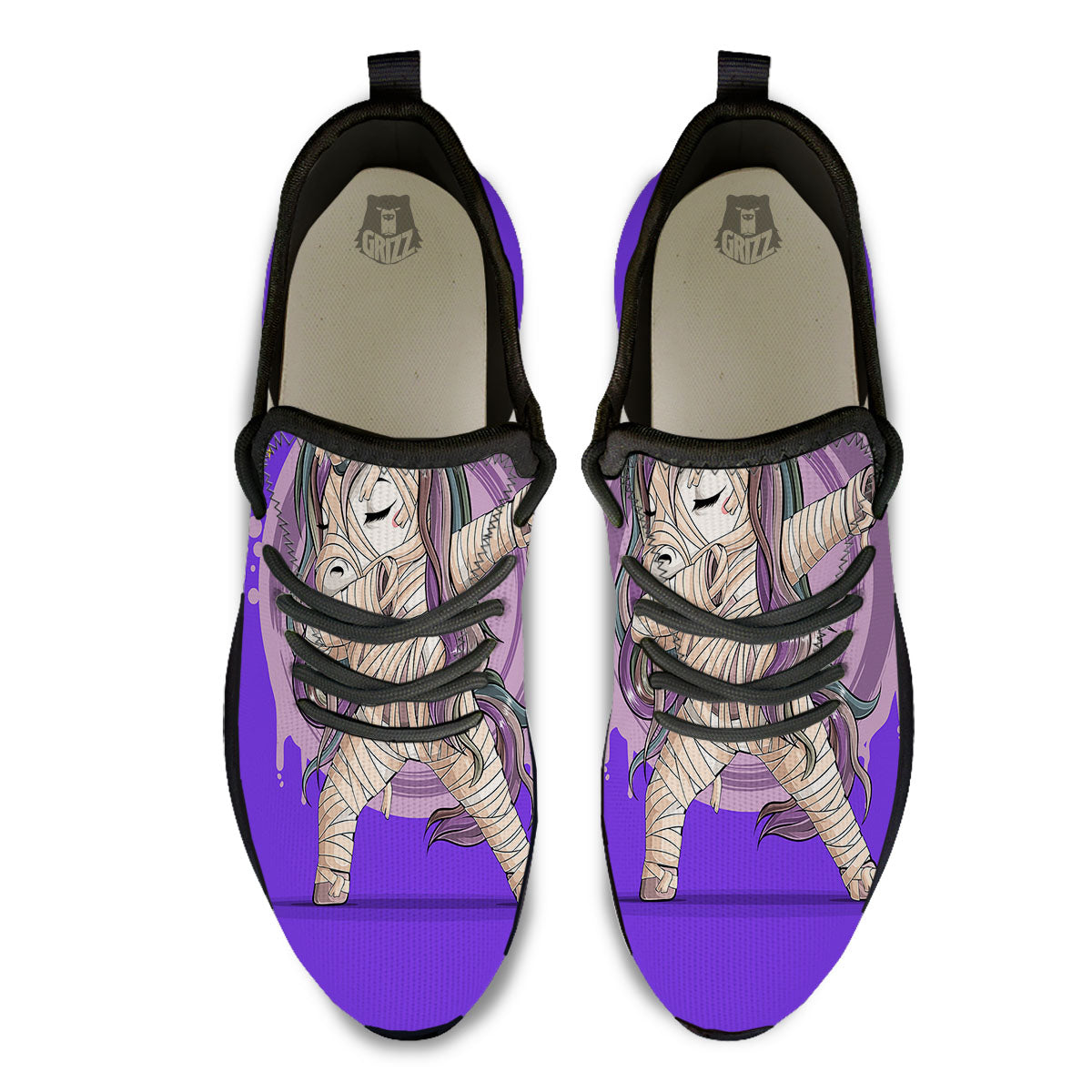 Mummy Unicorn Dap Print Black Athletic Shoes-grizzshop
