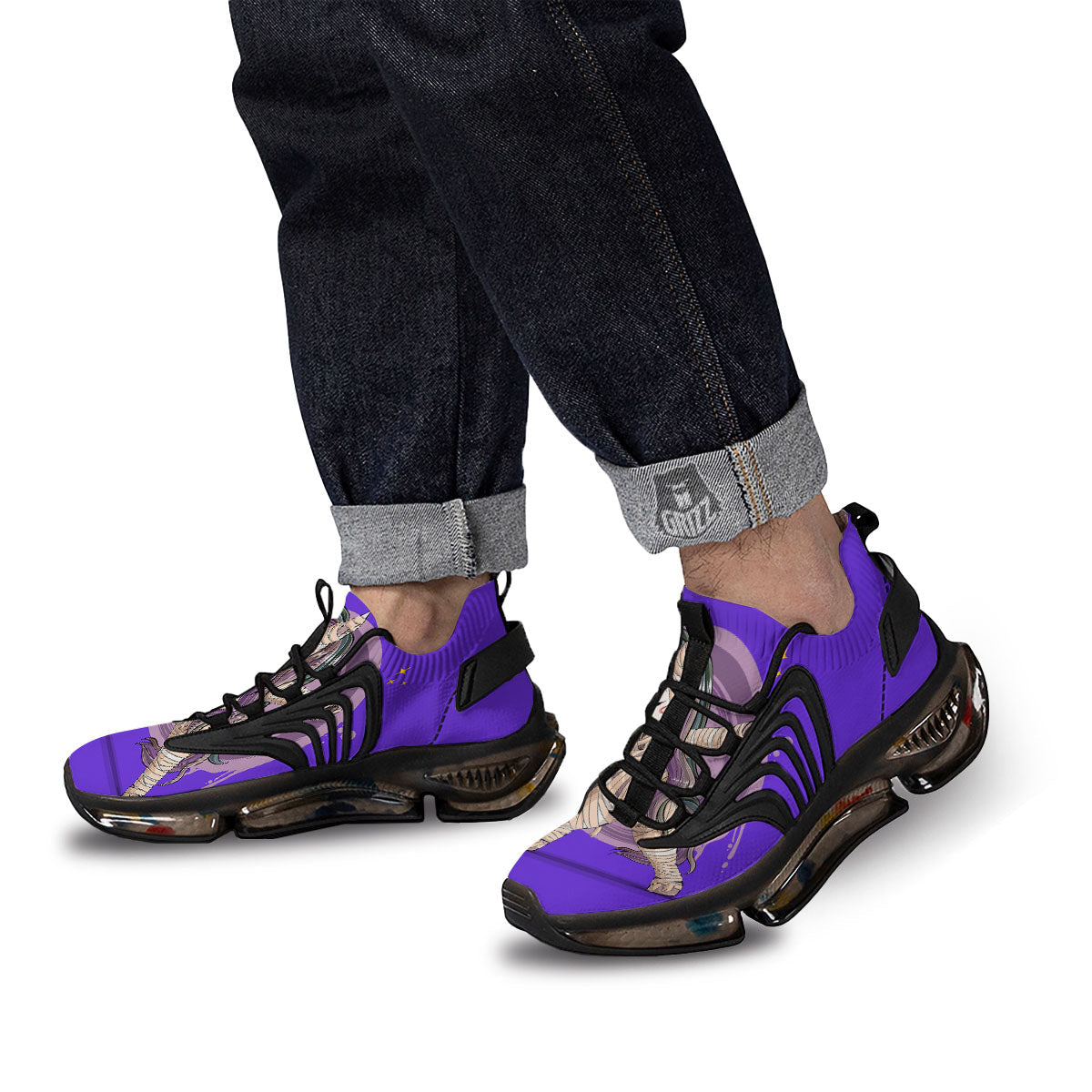 Mummy Unicorn Dap Print Black Gym Shoes-grizzshop