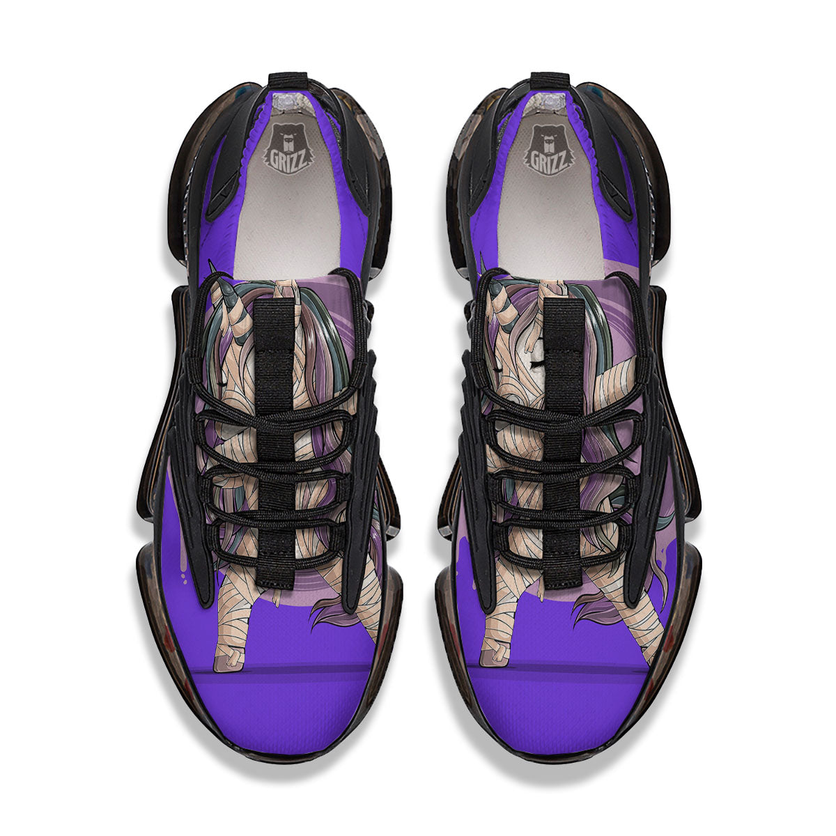 Mummy Unicorn Dap Print Black Gym Shoes-grizzshop