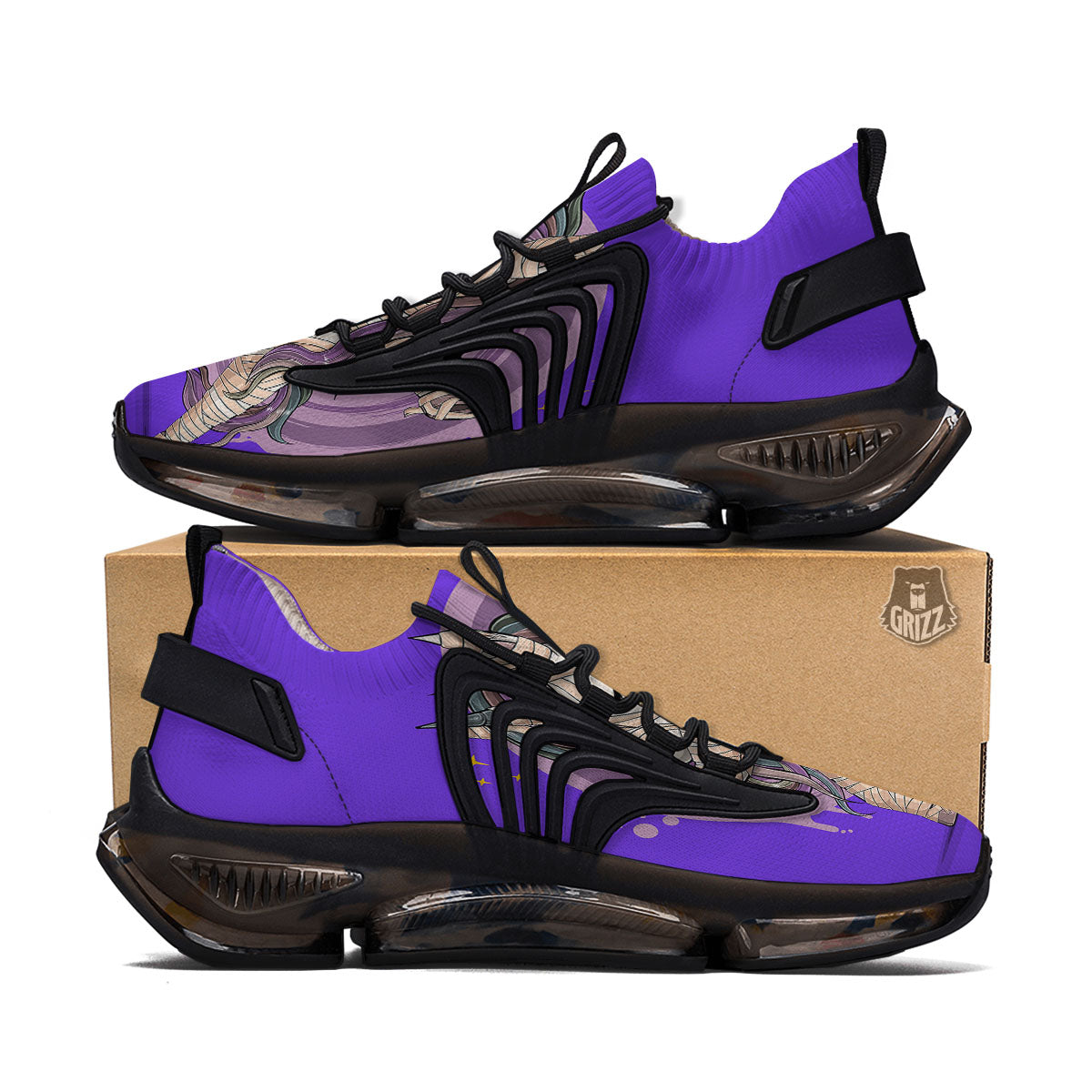 Mummy Unicorn Dap Print Black Gym Shoes-grizzshop