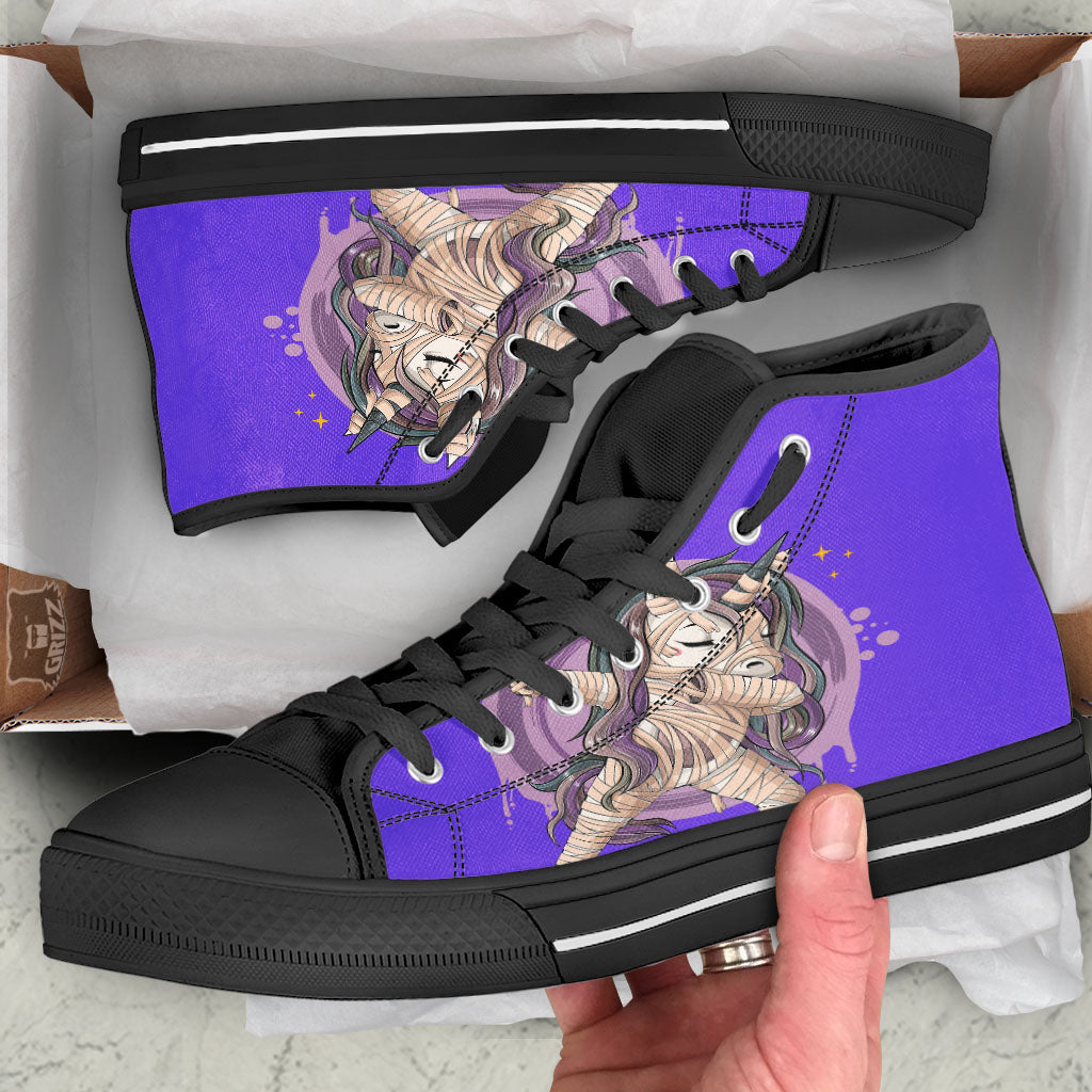 Mummy Unicorn Dap Print Black High Top Shoes-grizzshop