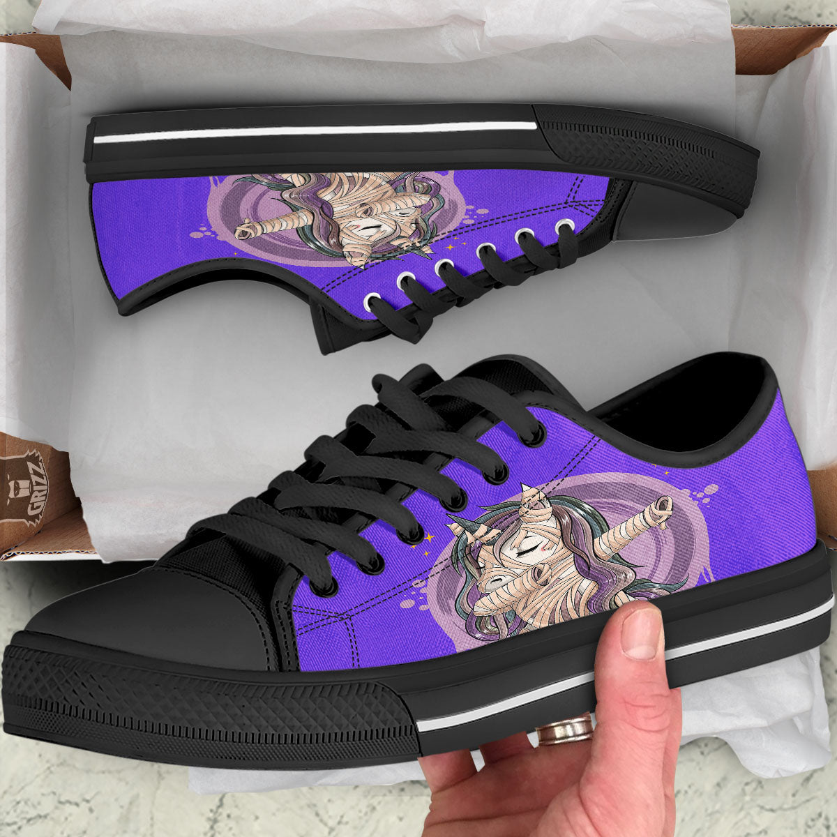 Mummy Unicorn Dap Print Black Low Top Shoes-grizzshop