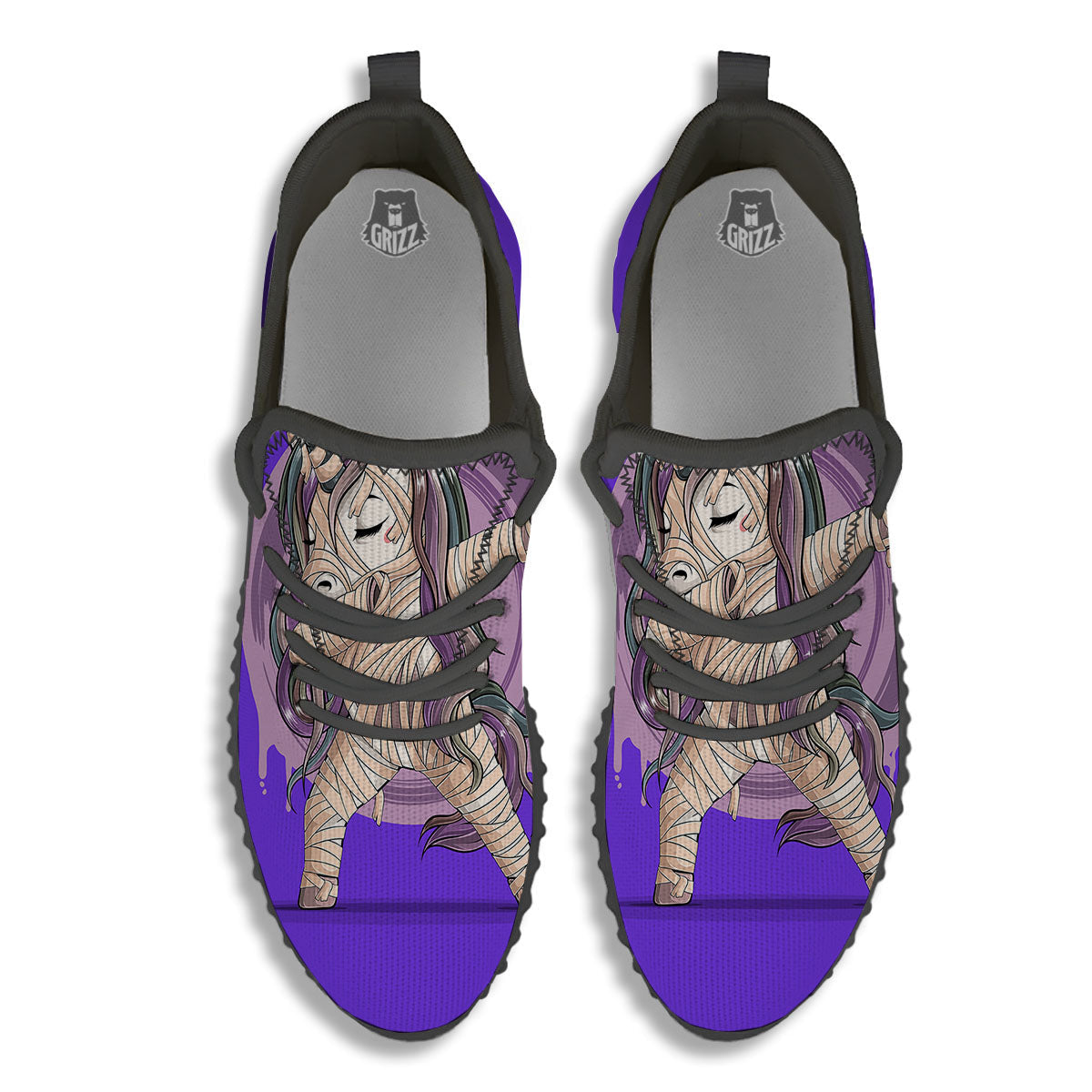 Mummy Unicorn Dap Print Black Walking Shoes-grizzshop