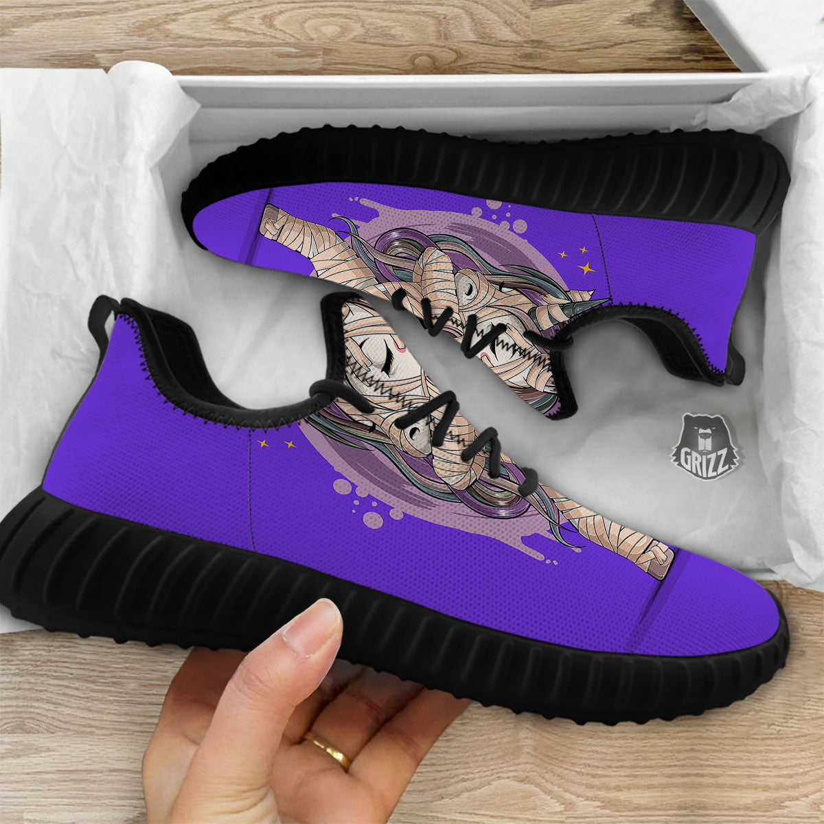 Mummy Unicorn Dap Print Black Walking Shoes-grizzshop