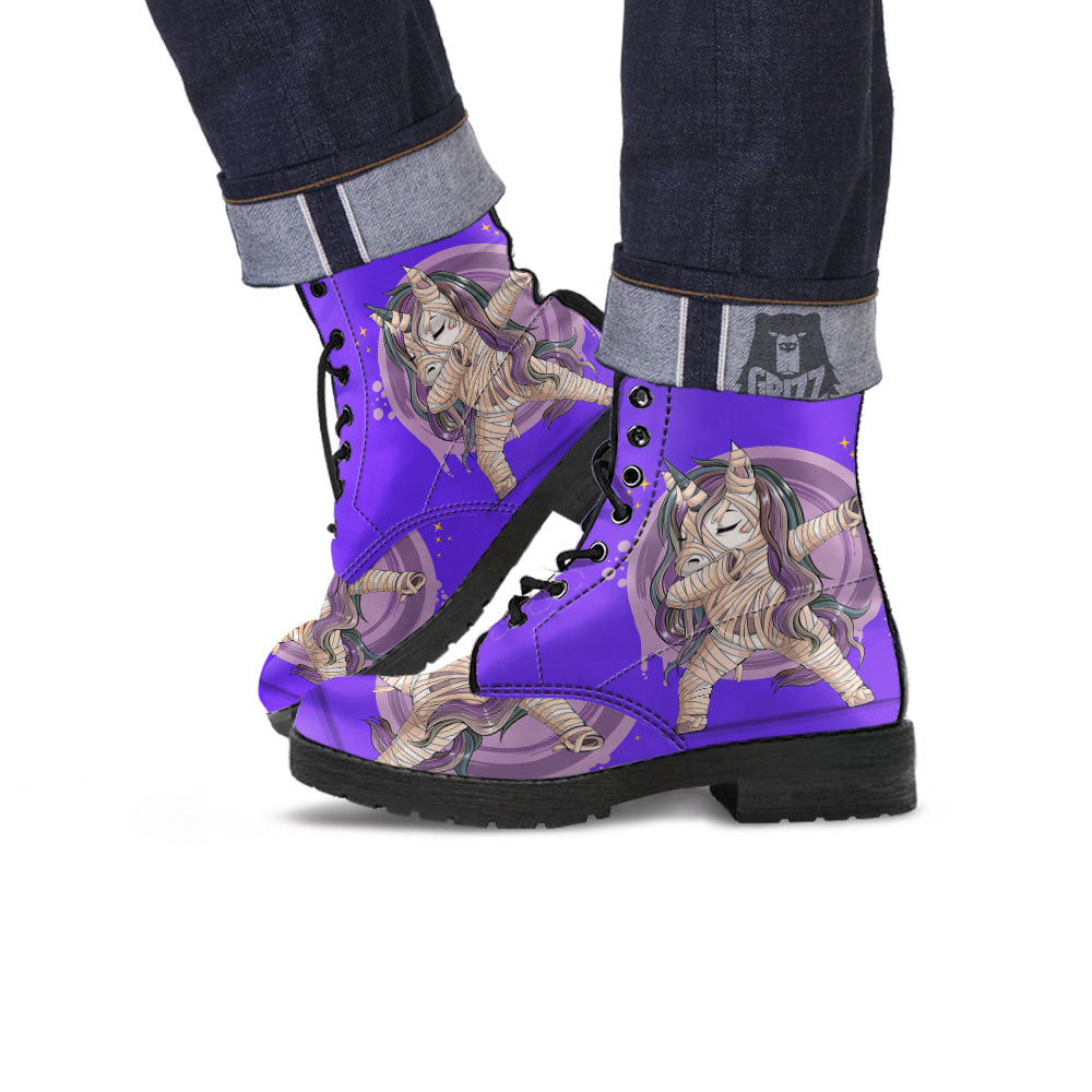 Mummy Unicorn Dap Print Leather Boots-grizzshop