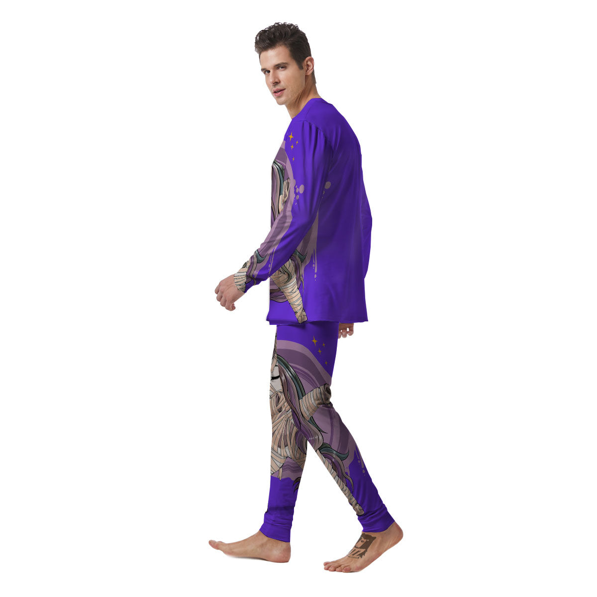 Mummy Unicorn Dap Print Men's Pajamas-grizzshop