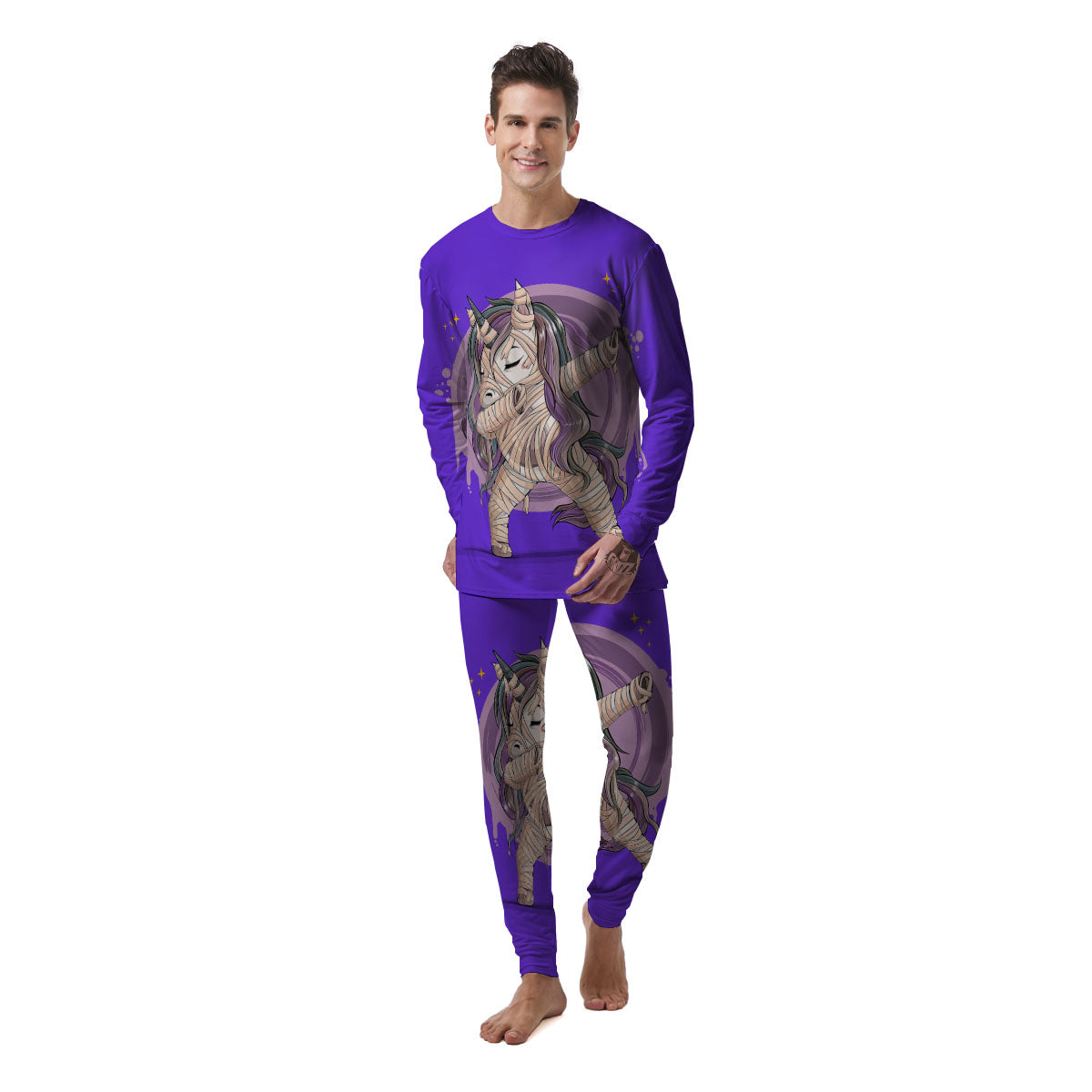 Mummy Unicorn Dap Print Men's Pajamas-grizzshop