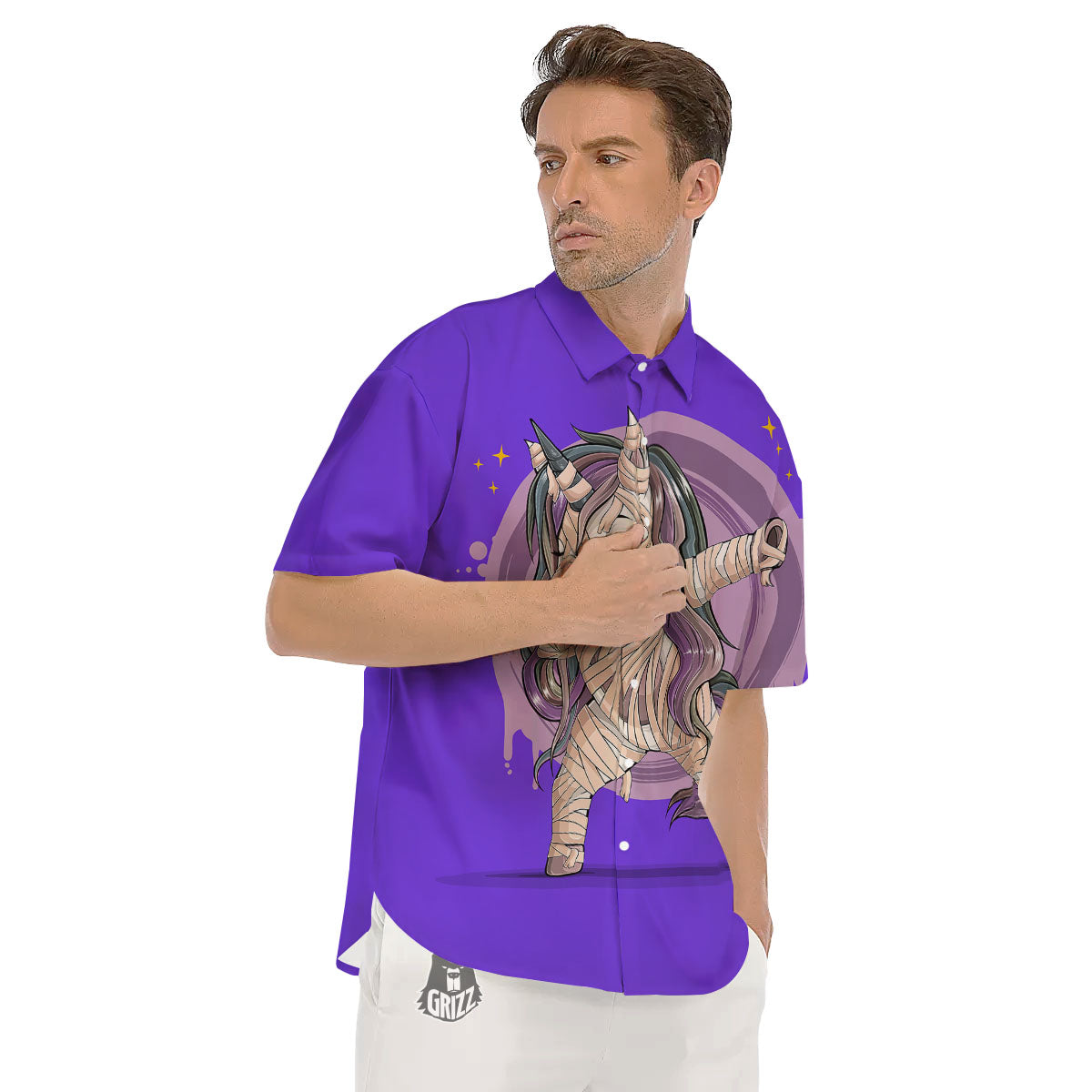 Mummy Unicorn Dap Print Men's Short Sleeve Shirts-grizzshop