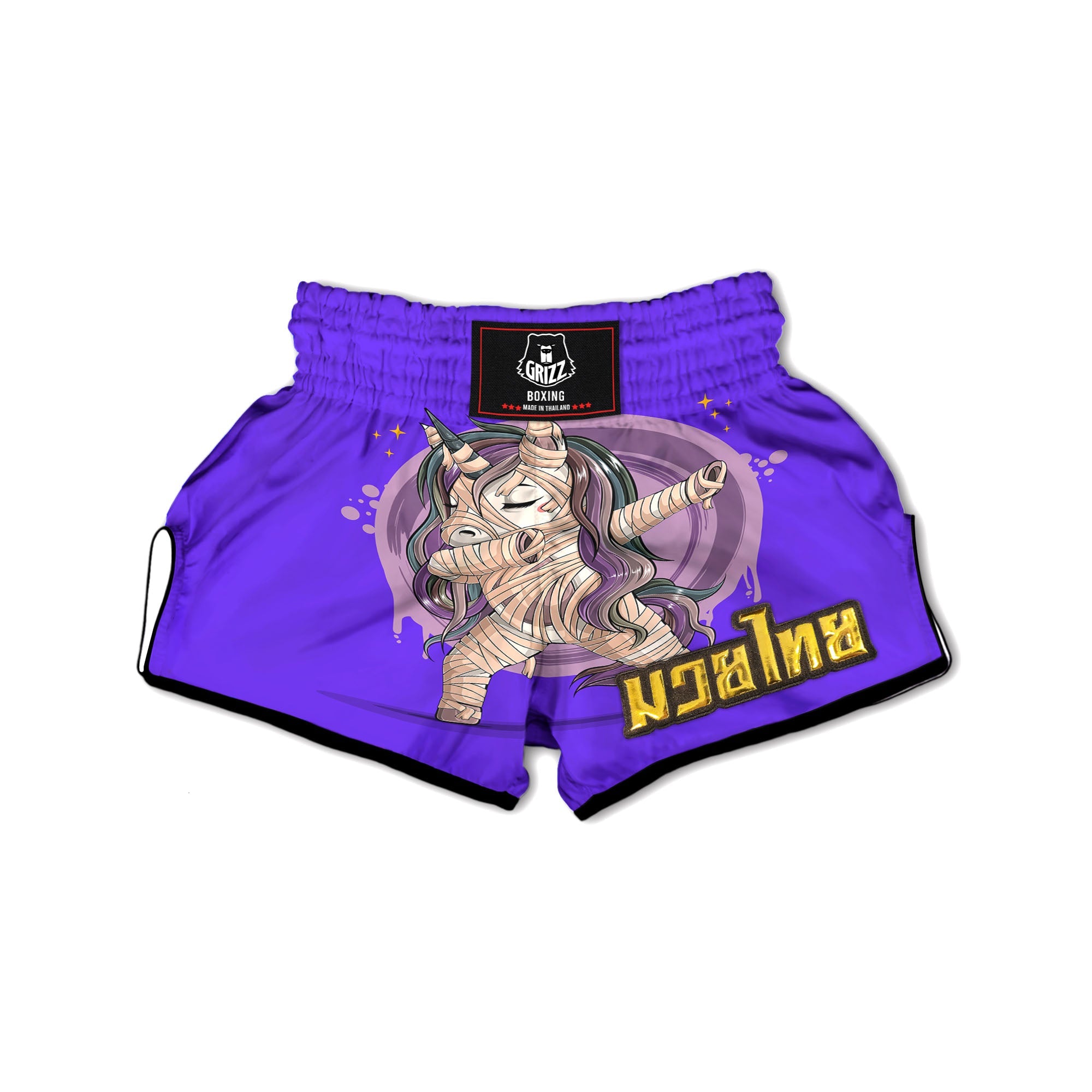 Mummy Unicorn Dap Print Muay Thai Boxing Shorts-grizzshop