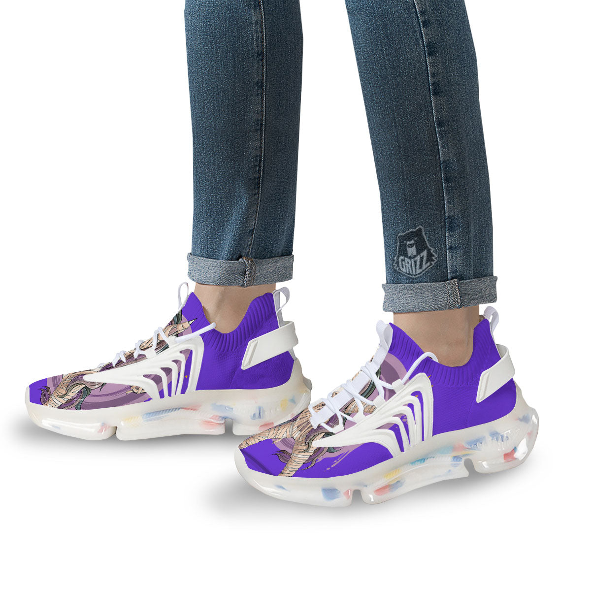 Mummy Unicorn Dap Print White Gym Shoes-grizzshop