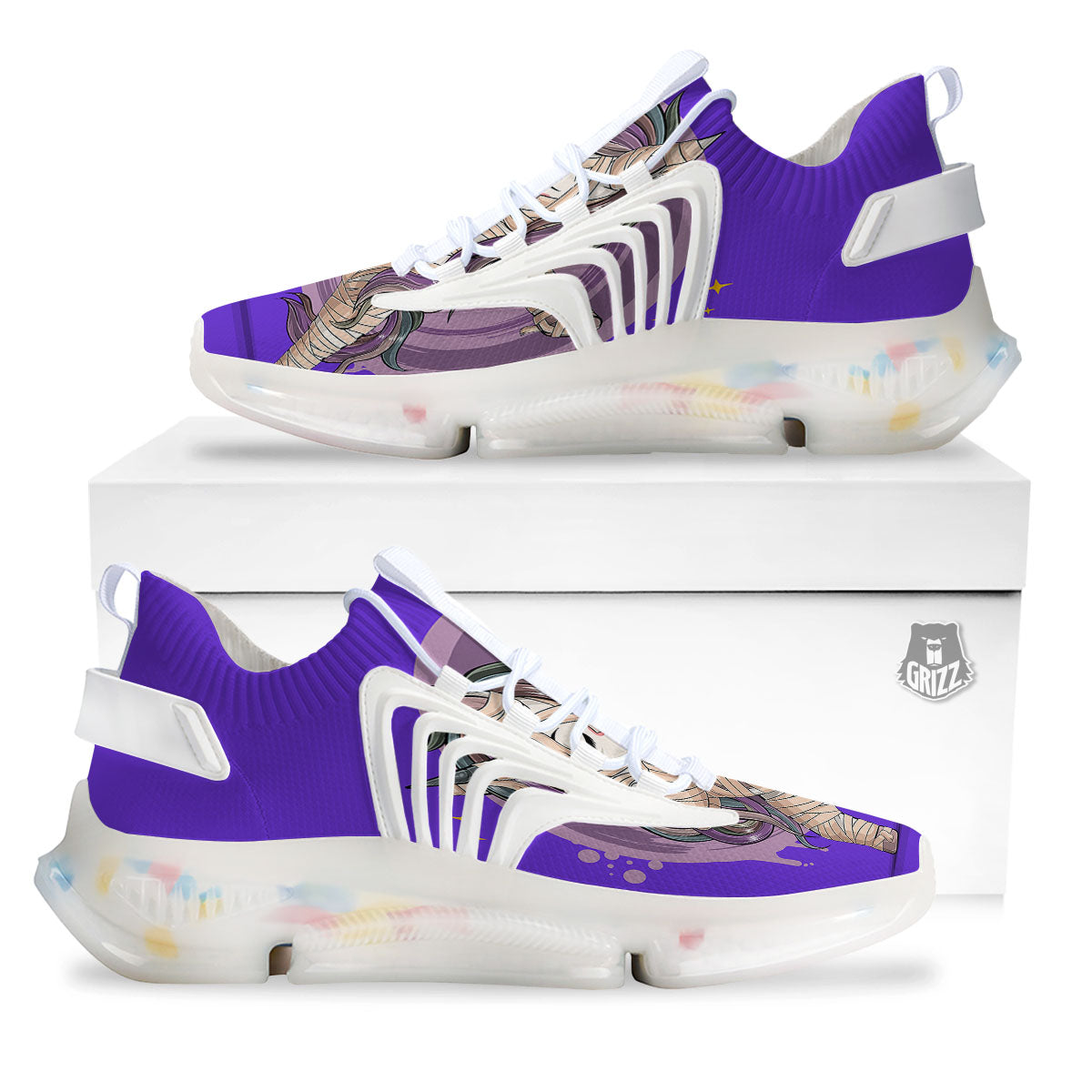 Mummy Unicorn Dap Print White Gym Shoes-grizzshop