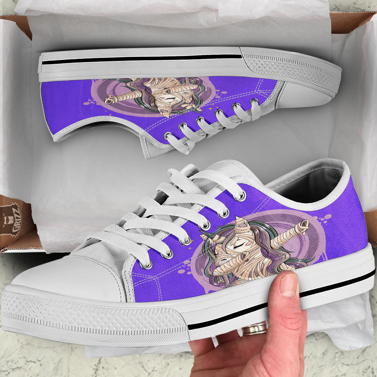 Mummy Unicorn Dap Print White Low Top Shoes-grizzshop