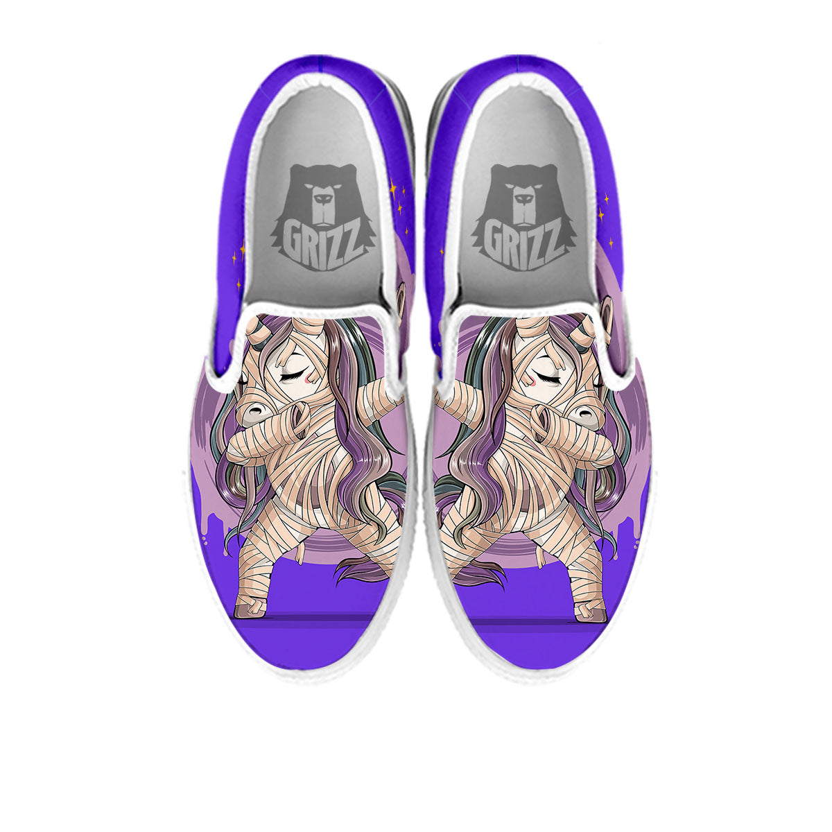 Mummy Unicorn Dap Print White Slip On Shoes-grizzshop