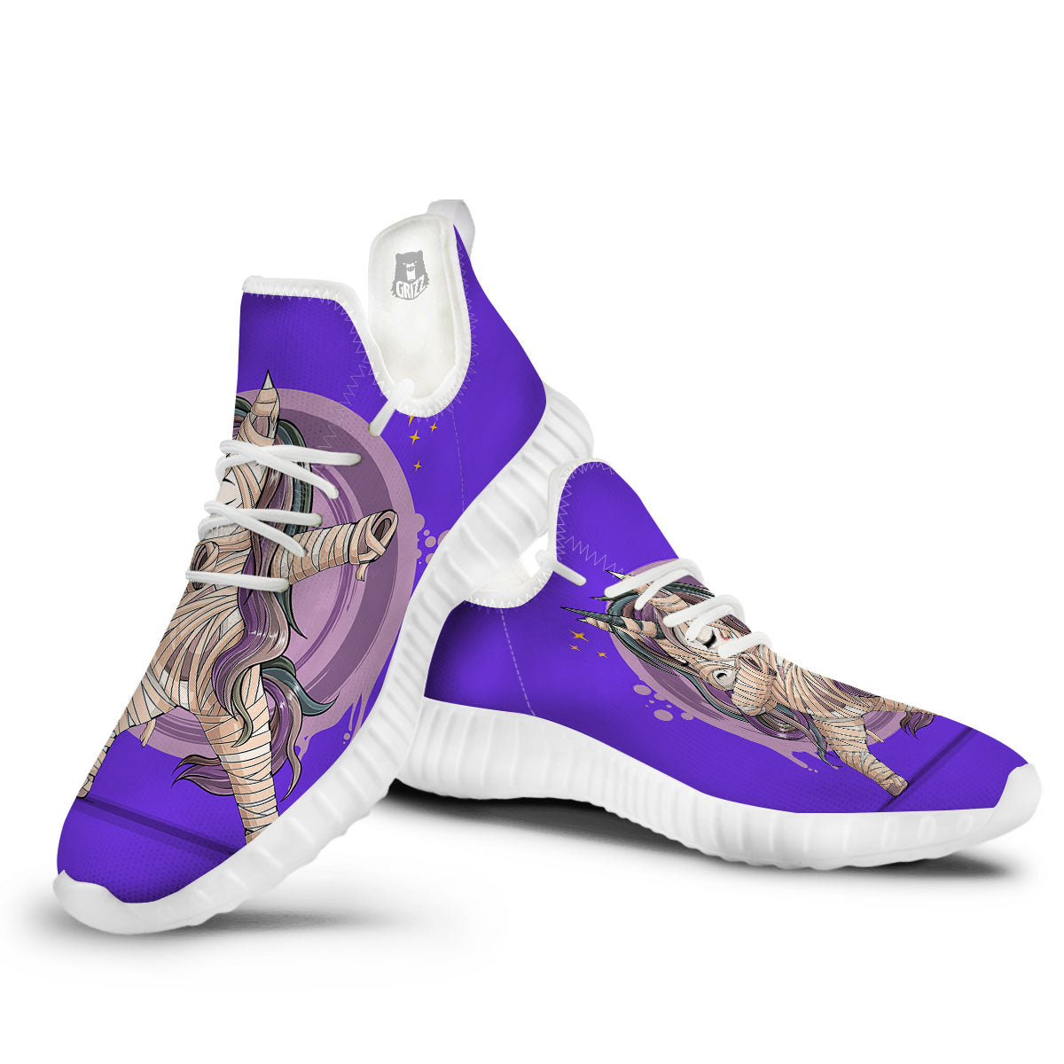 Mummy Unicorn Dap Print White Walking Shoes-grizzshop