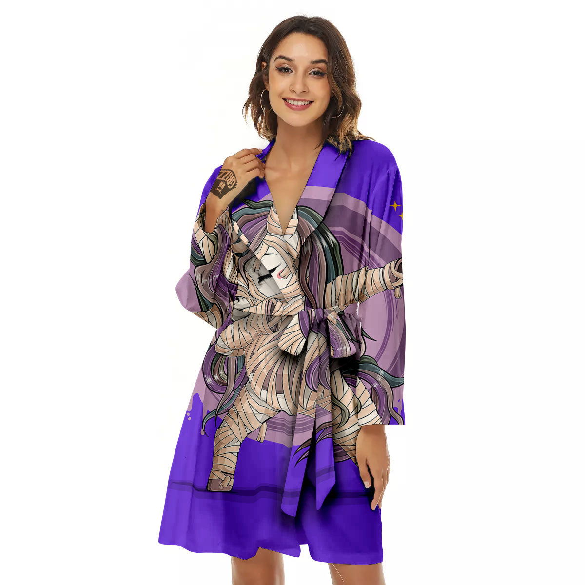 Mummy Unicorn Dap Print Women's Robe-grizzshop