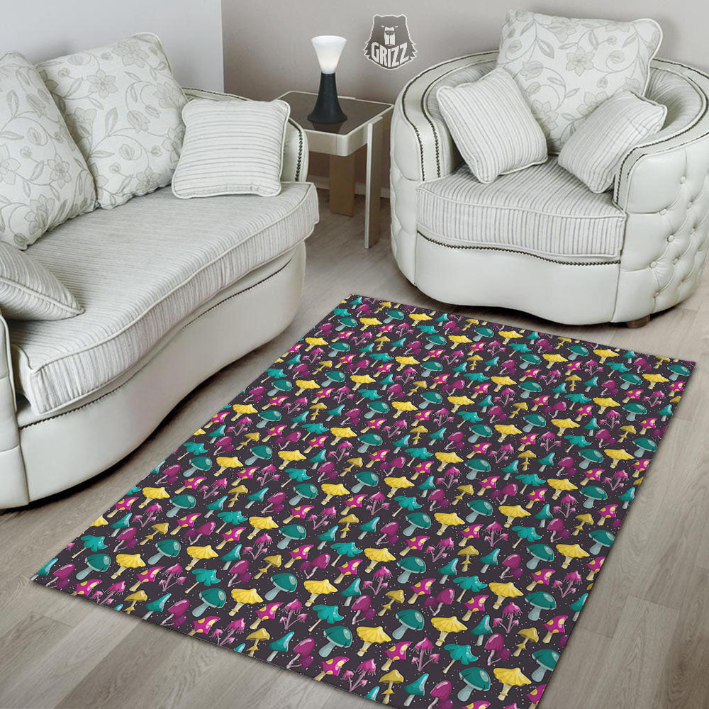 Mushroom Cartoon Print Pattern Floor Mat-grizzshop
