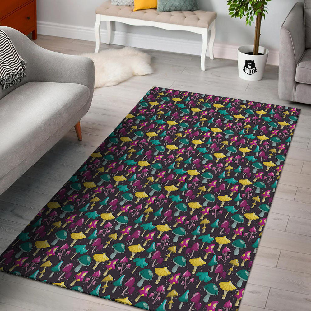 Mushroom Cartoon Print Pattern Floor Mat-grizzshop