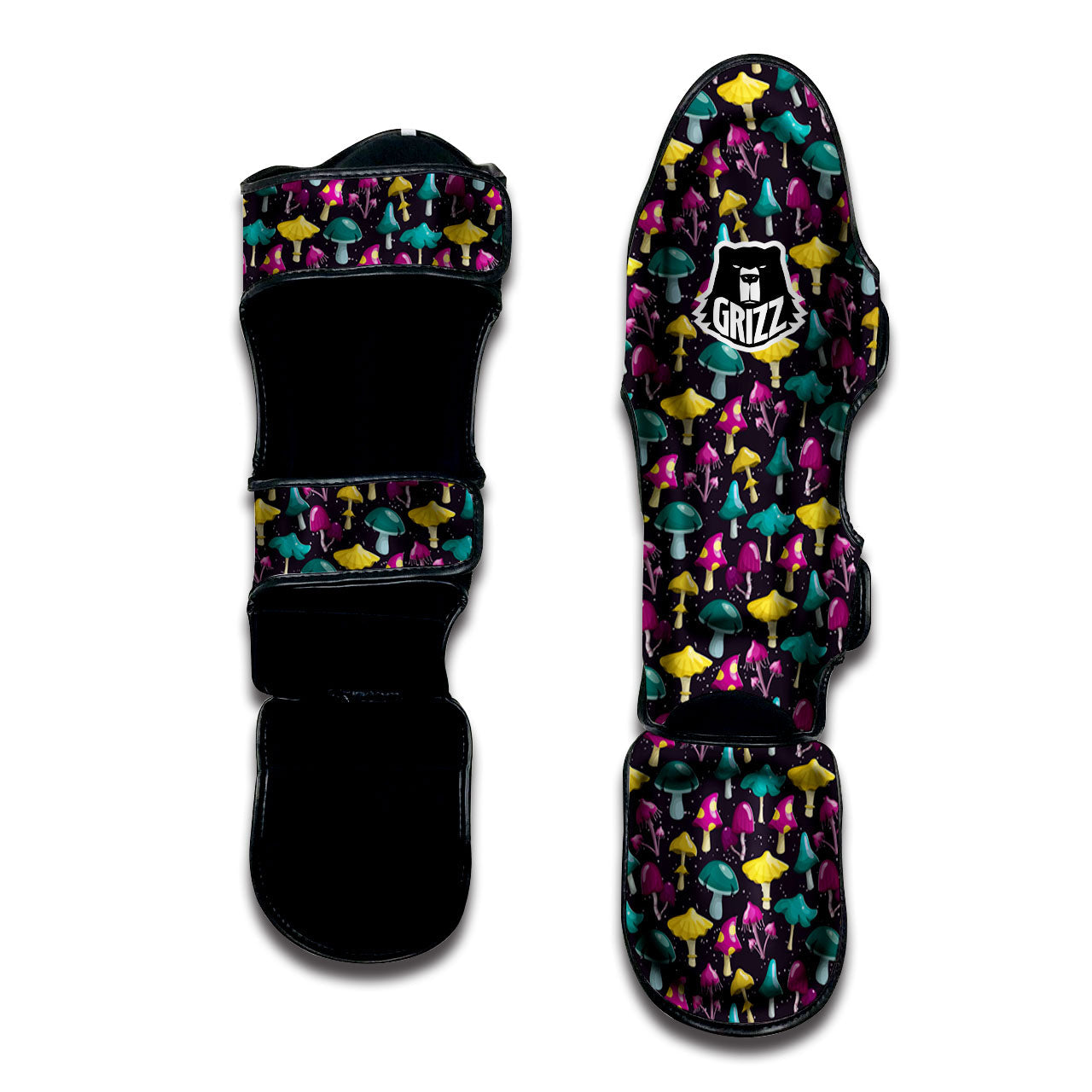 Mushroom Cartoon Print Pattern Muay Thai Shin Guards-grizzshop