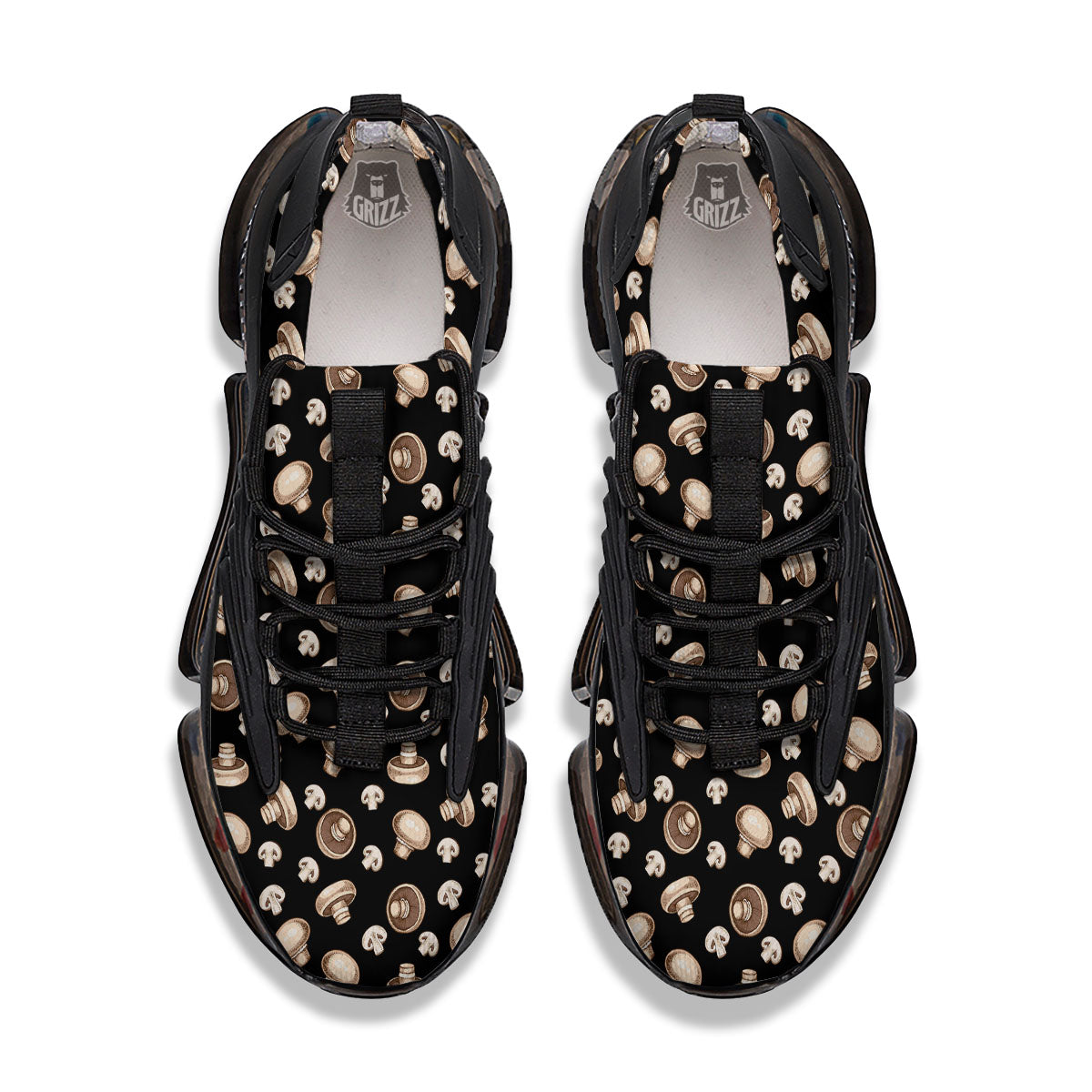 Mushroom Champignon Print Pattern Black Gym Shoes-grizzshop
