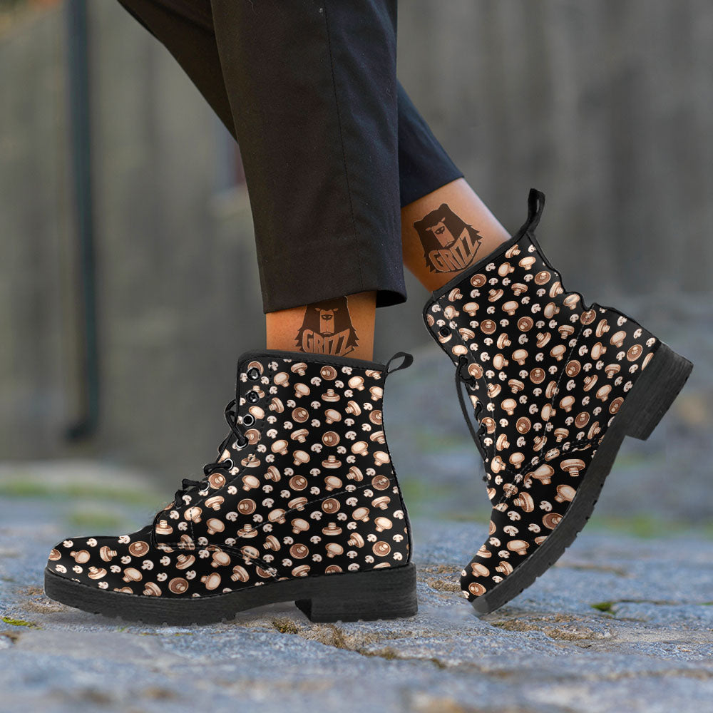 Mushroom Champignon Print Pattern Leather Boots-grizzshop