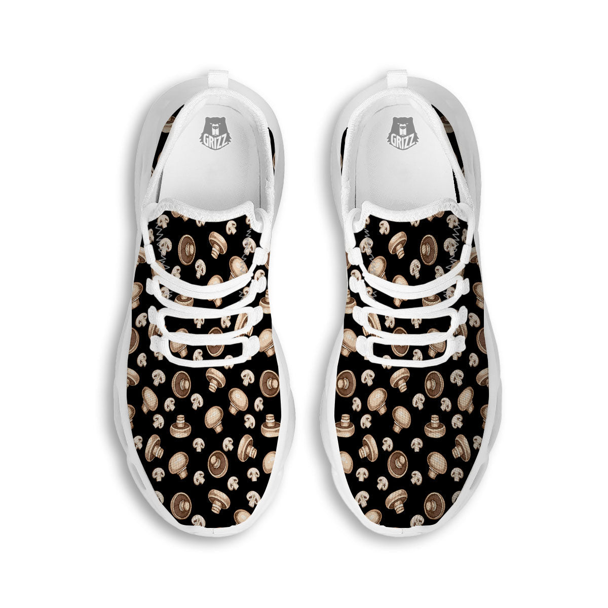 Mushroom Champignon Print Pattern White Running Shoes-grizzshop