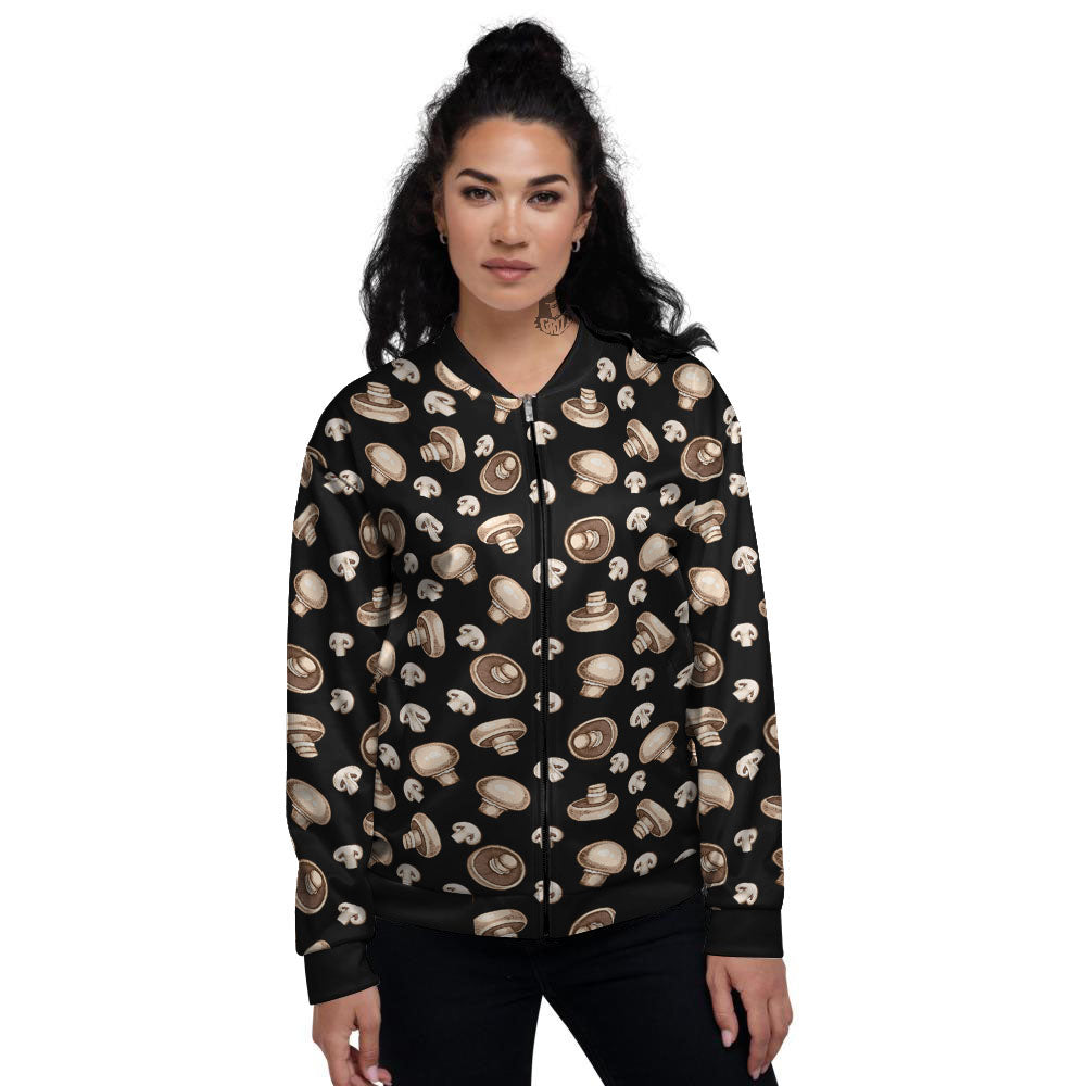 Mushroom Champignon Print Pattern Women's Bomber Jacket-grizzshop