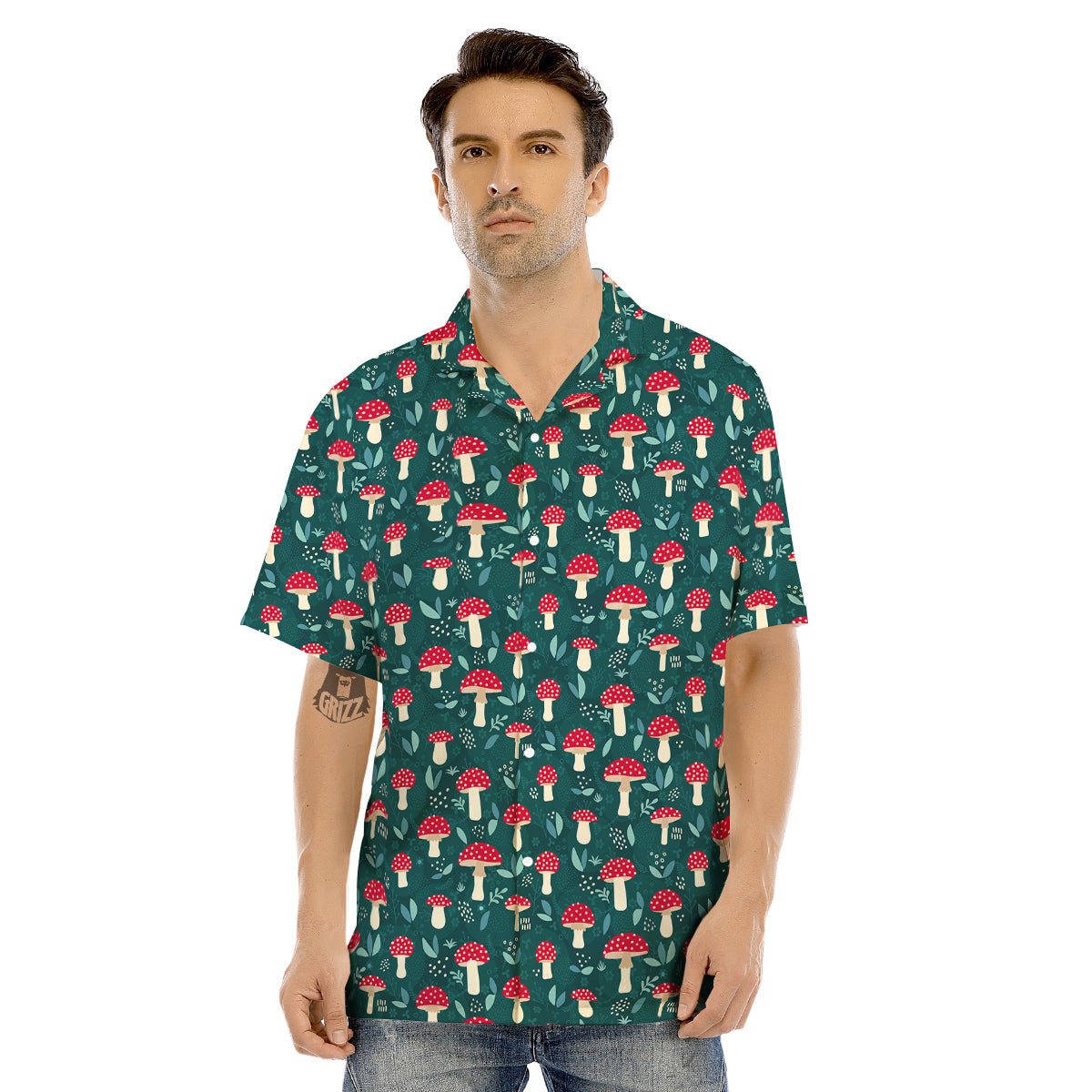 Mushroom Cute Print Pattern Men's Hawaiian Shirt-grizzshop