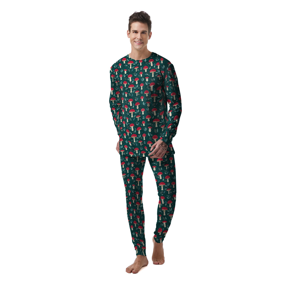Mushroom Cute Print Pattern Men's Pajamas-grizzshop