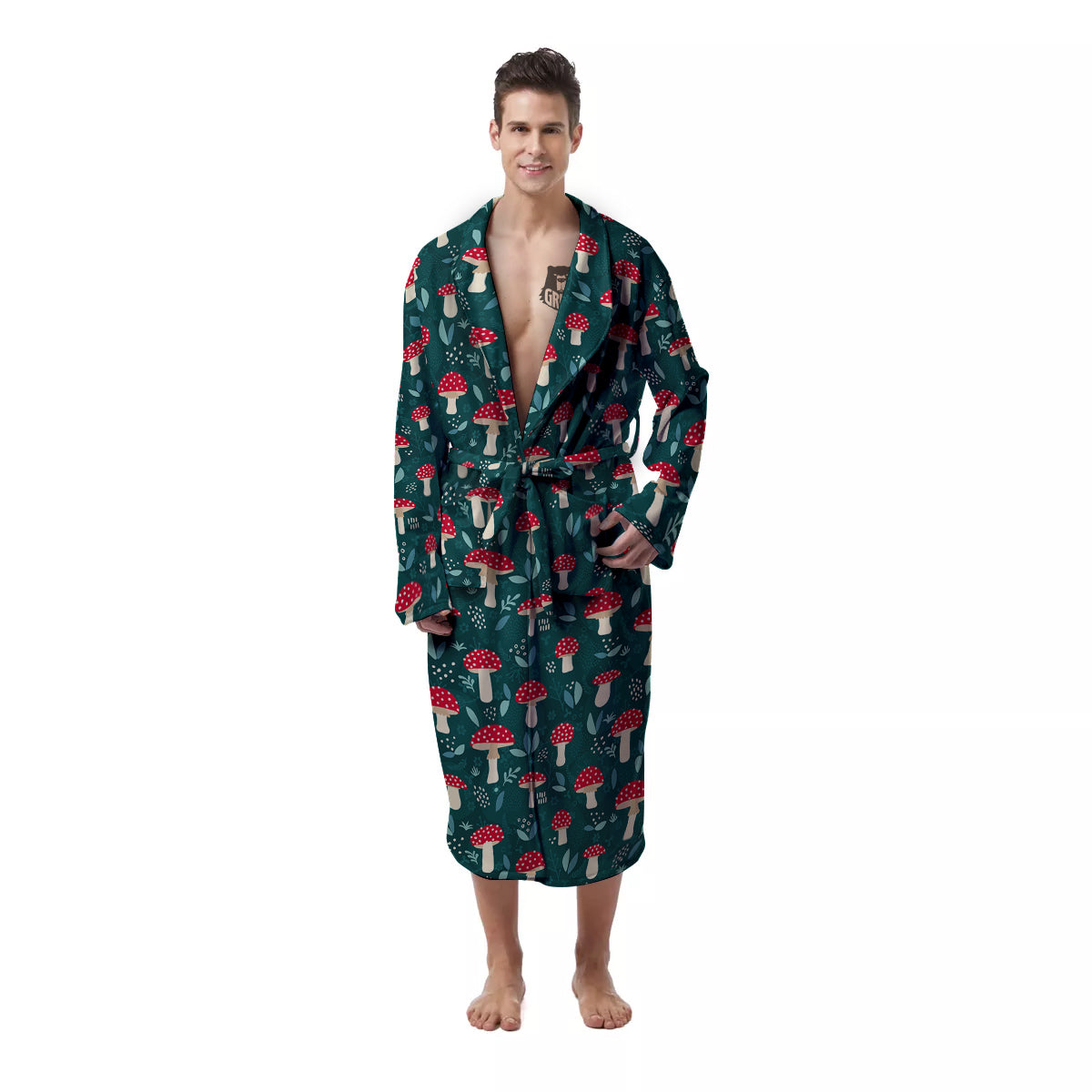 Mushroom Cute Print Pattern Men's Robe-grizzshop