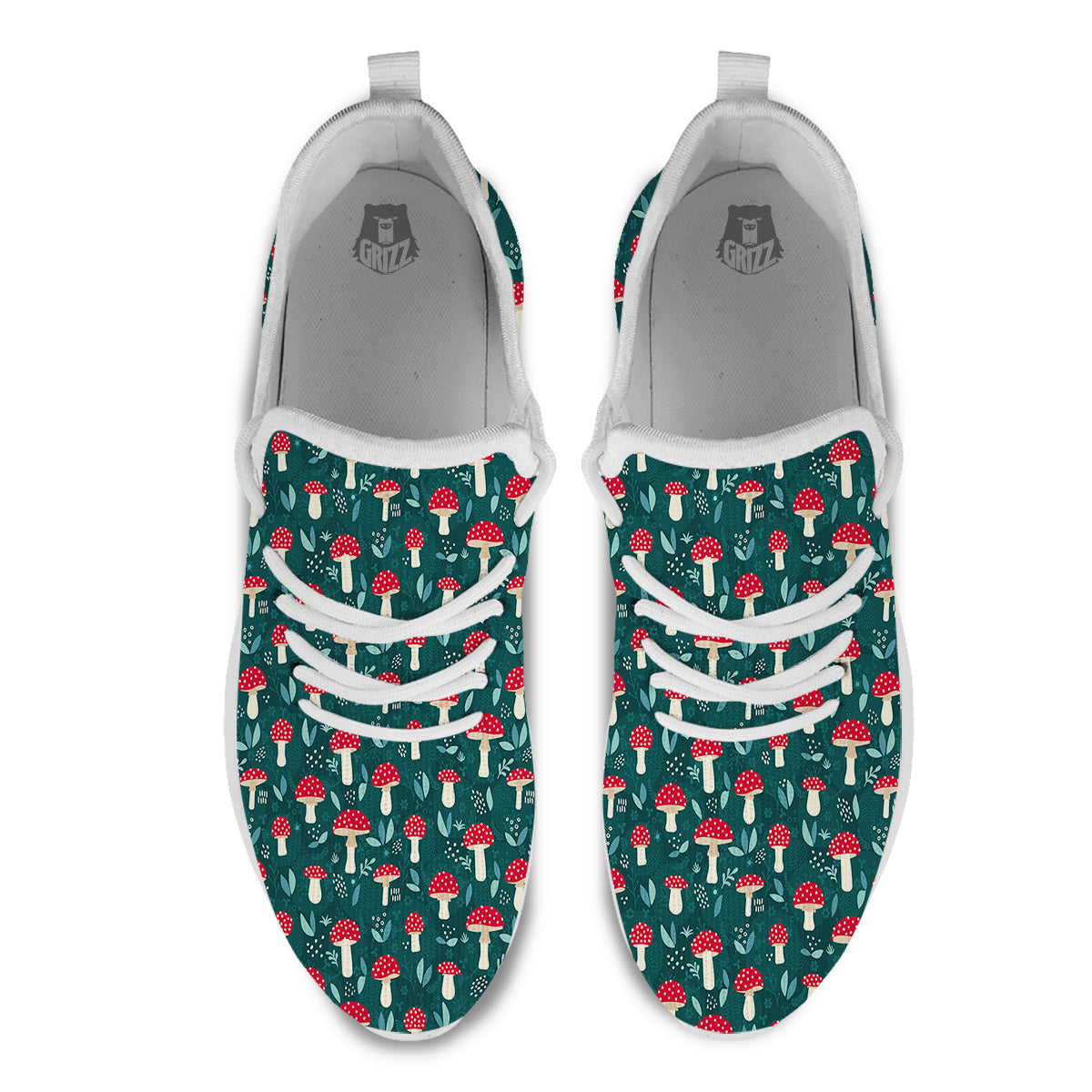 Mushroom Cute Print Pattern White Athletic Shoes-grizzshop
